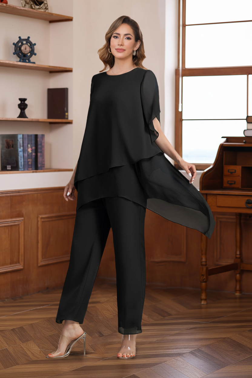 2 Pieces Scoop Half Sleeves Ankle-Length Mother of the Bride & Groom Pantsuits