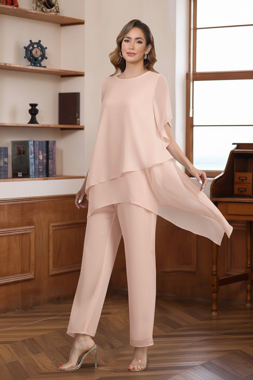 2 Pieces Scoop Half Sleeves Ankle-Length Mother of the Bride & Groom Pantsuits