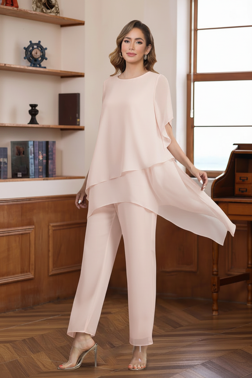 2 Pieces Scoop Half Sleeves Ankle-Length Mother of the Bride & Groom Pantsuits