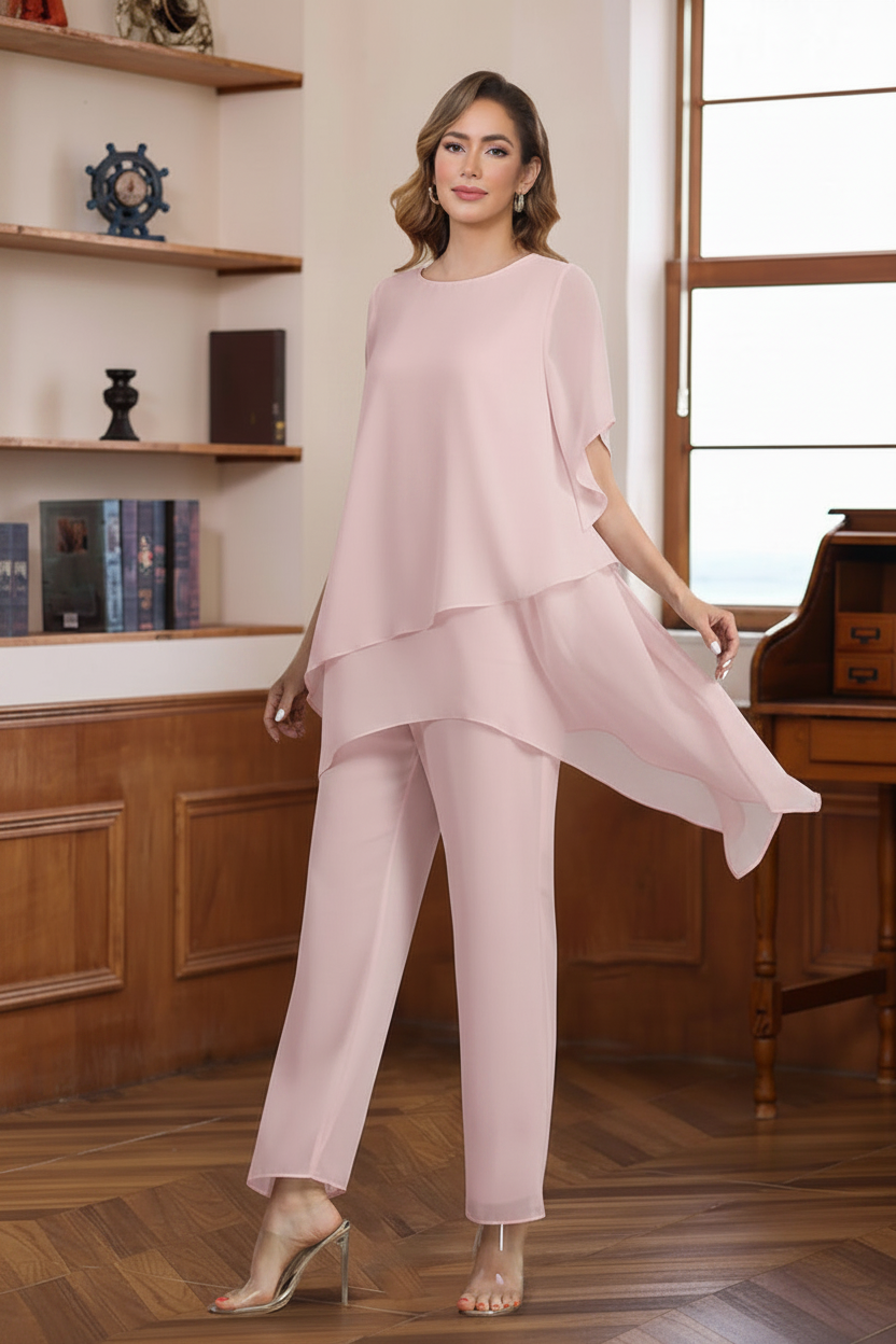 2 Pieces Scoop Half Sleeves Ankle-Length Mother of the Bride & Groom Pantsuits