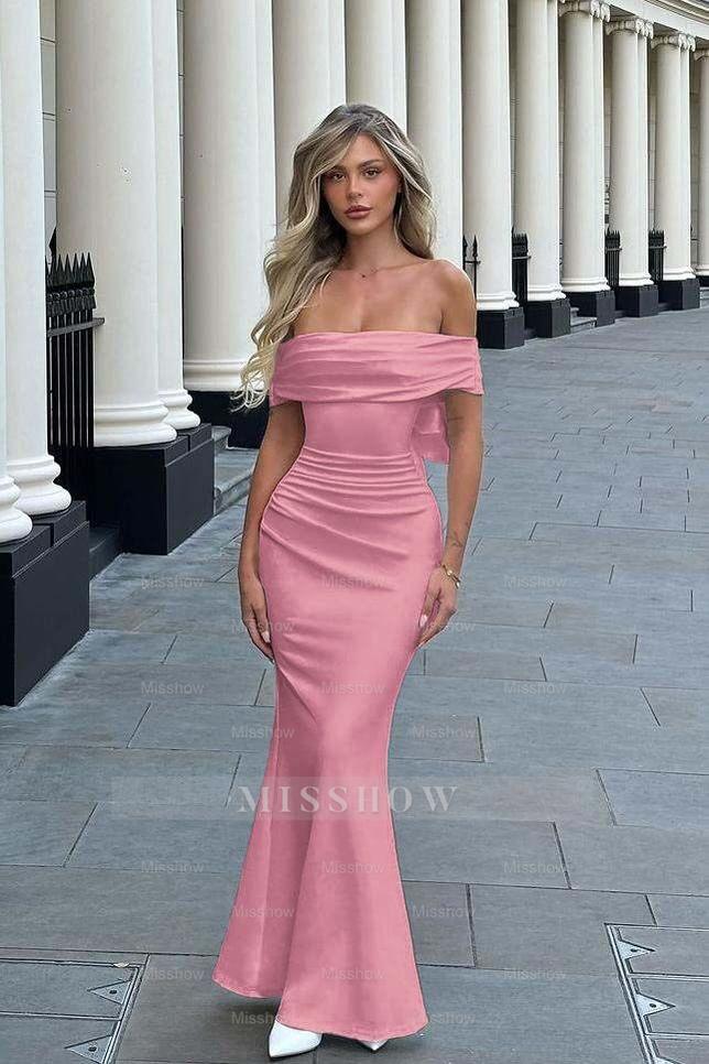 Sleeveless Off the Shoulder Long Mermaid Formal Dress With Pleated