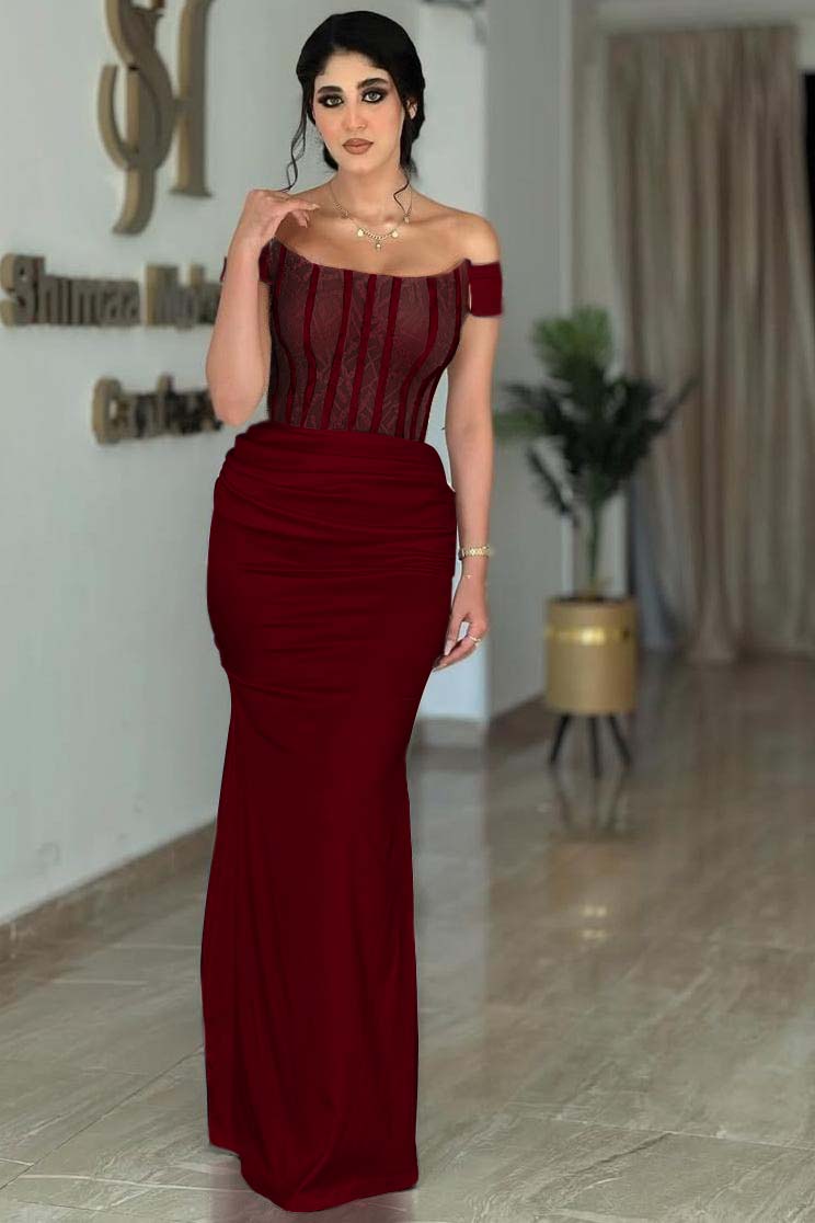 Off the Shoulder Sleeveless Mermaid Long Formal Dress With Beading