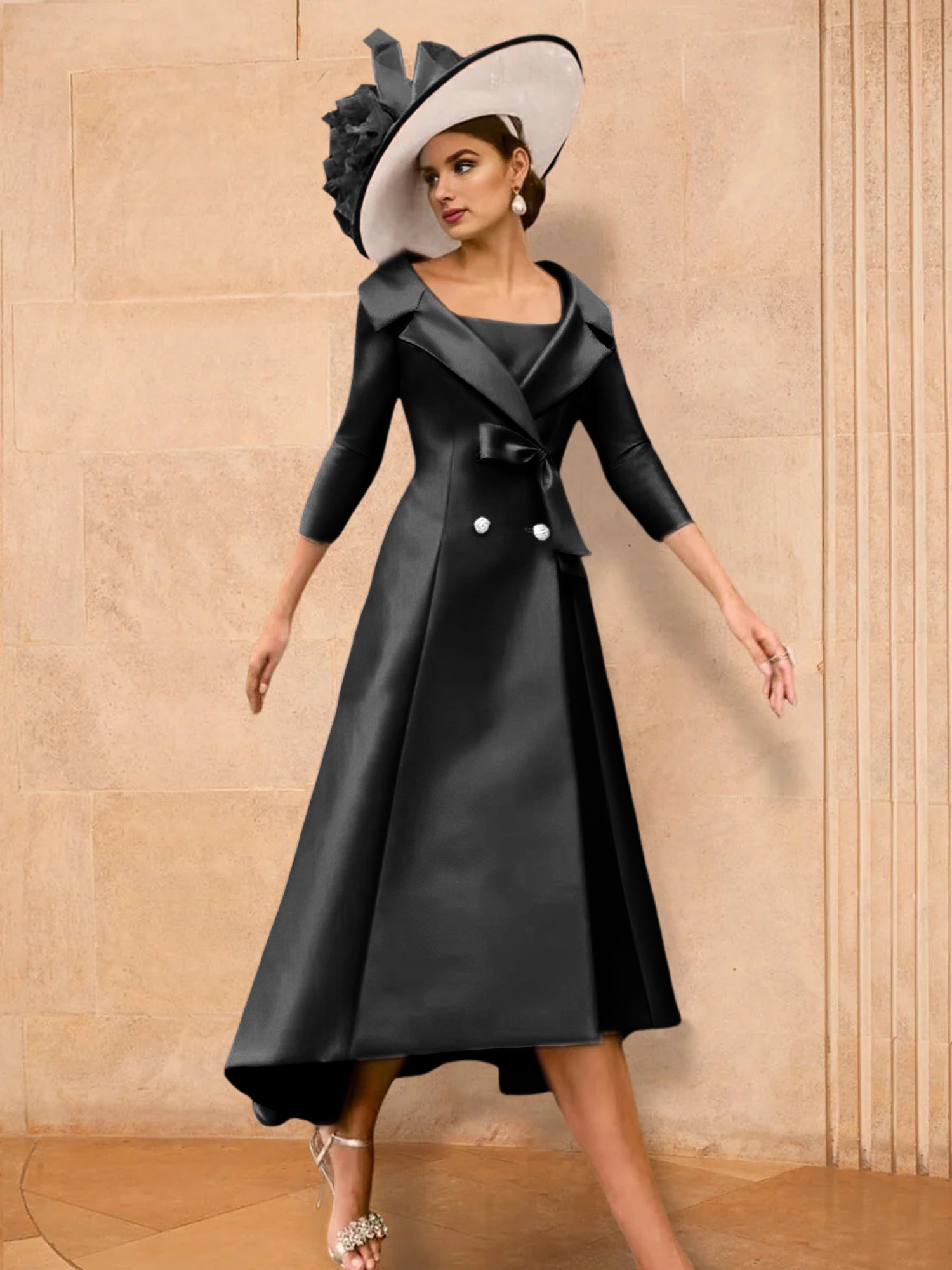 A Line Princess Long Sleeves Mother Of The Bride Dresses With Bowknot