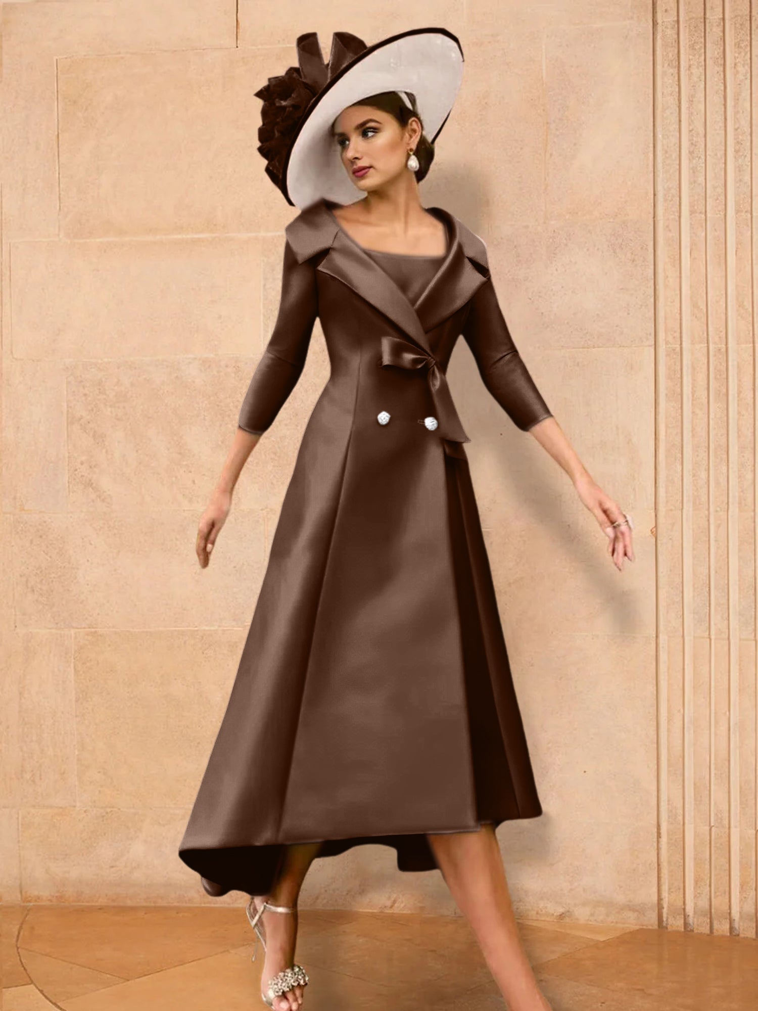 A Line Princess Long Sleeves Mother Of The Bride Dresses With Bowknot