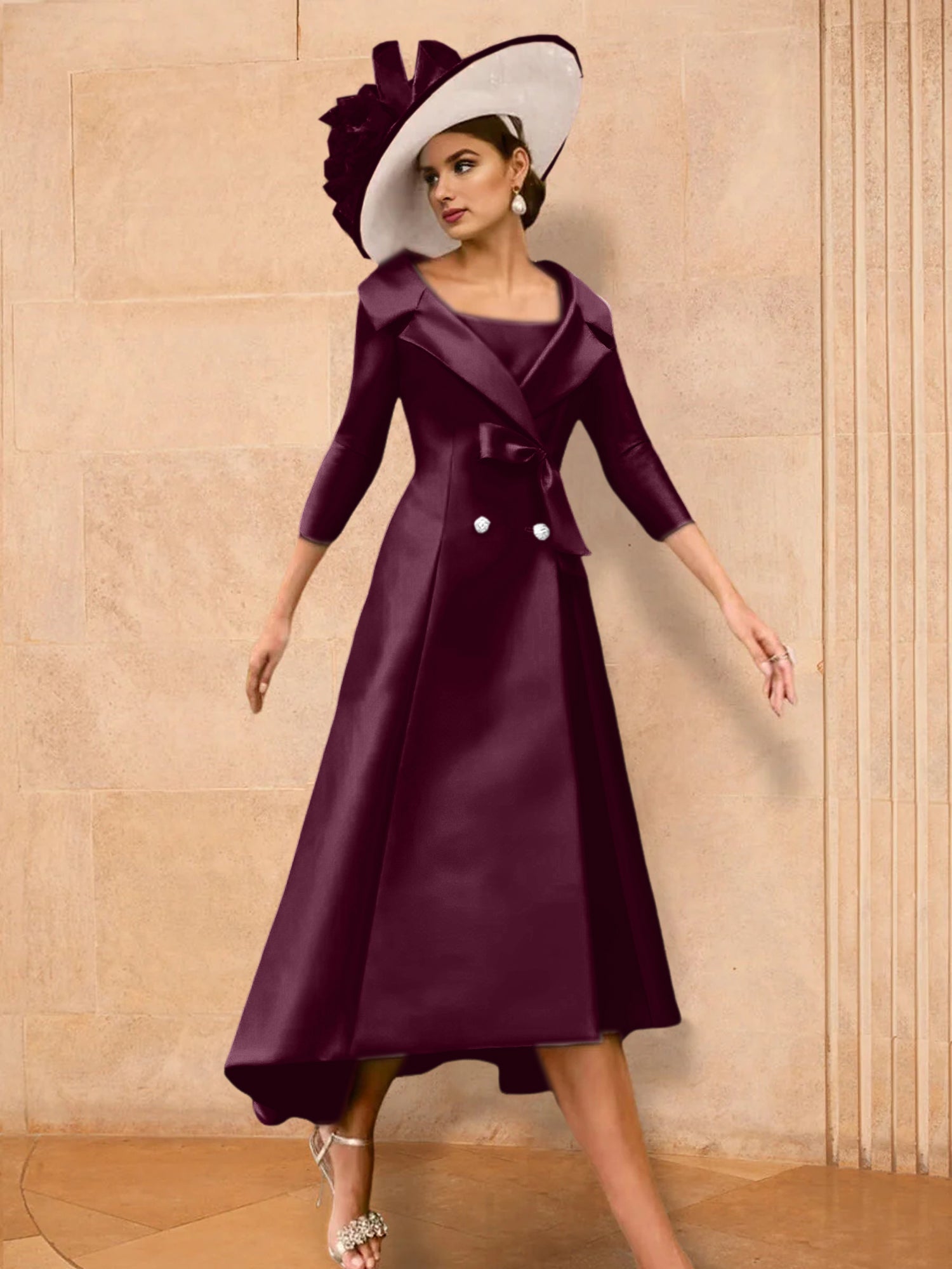 A Line Princess Long Sleeves Mother Of The Bride Dresses With Bowknot