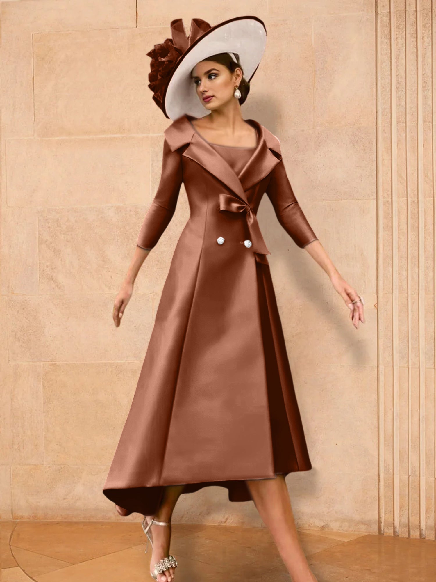 A Line Princess Long Sleeves Mother Of The Bride Dresses With Bowknot