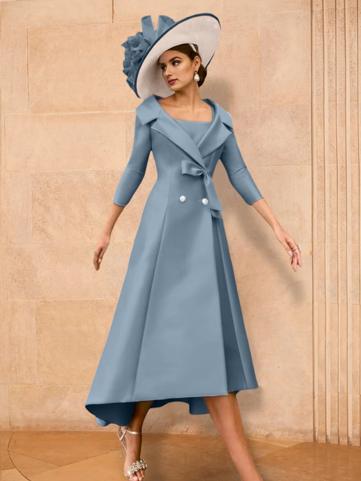 A Line Princess Long Sleeves Mother Of The Bride Dresses With Bowknot