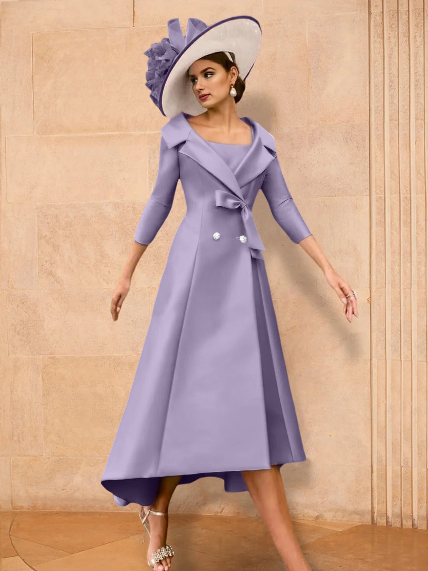 A Line Princess Long Sleeves Mother Of The Bride Dresses With Bowknot
