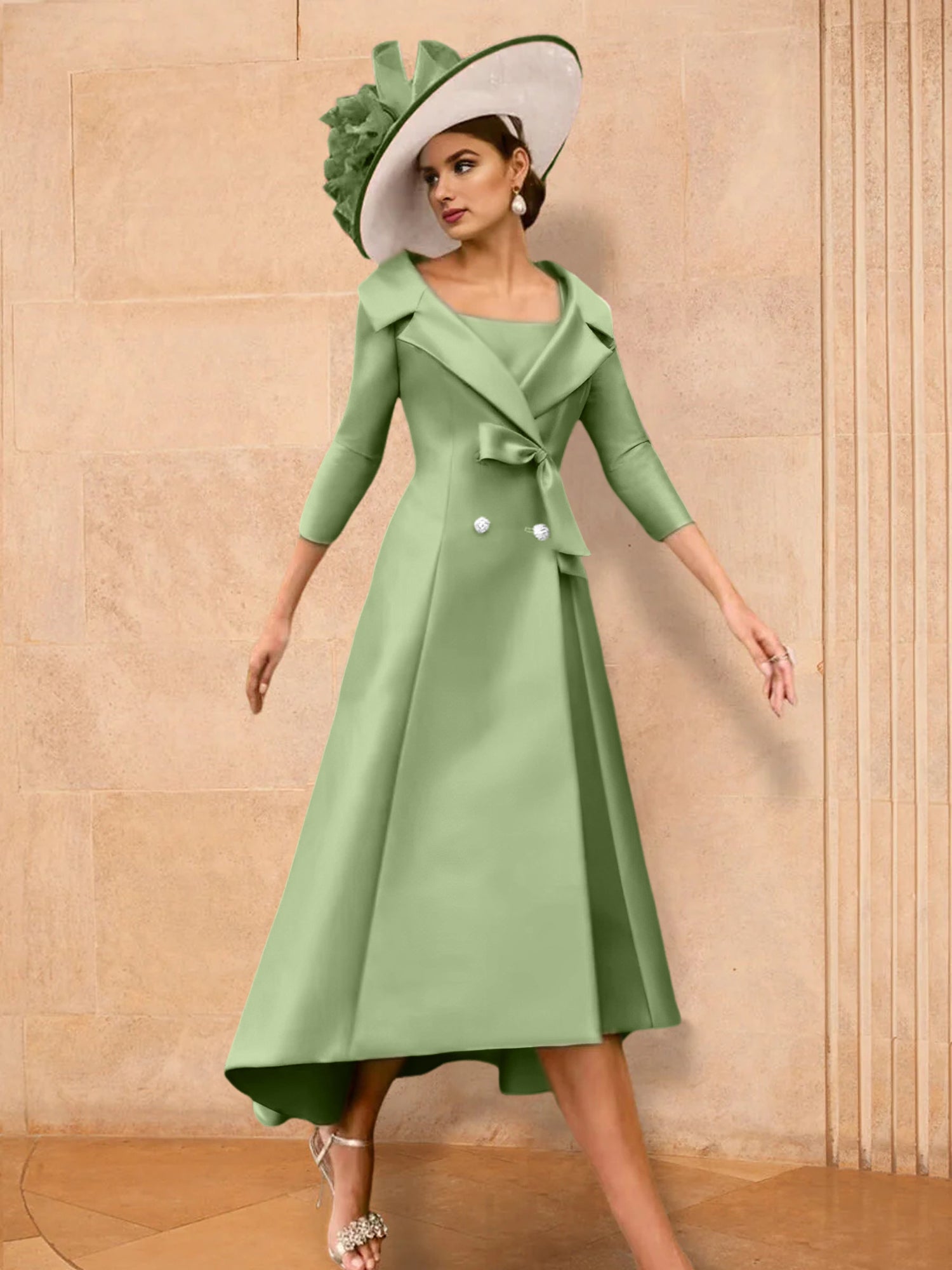 A Line Princess Long Sleeves Mother Of The Bride Dresses With Bowknot