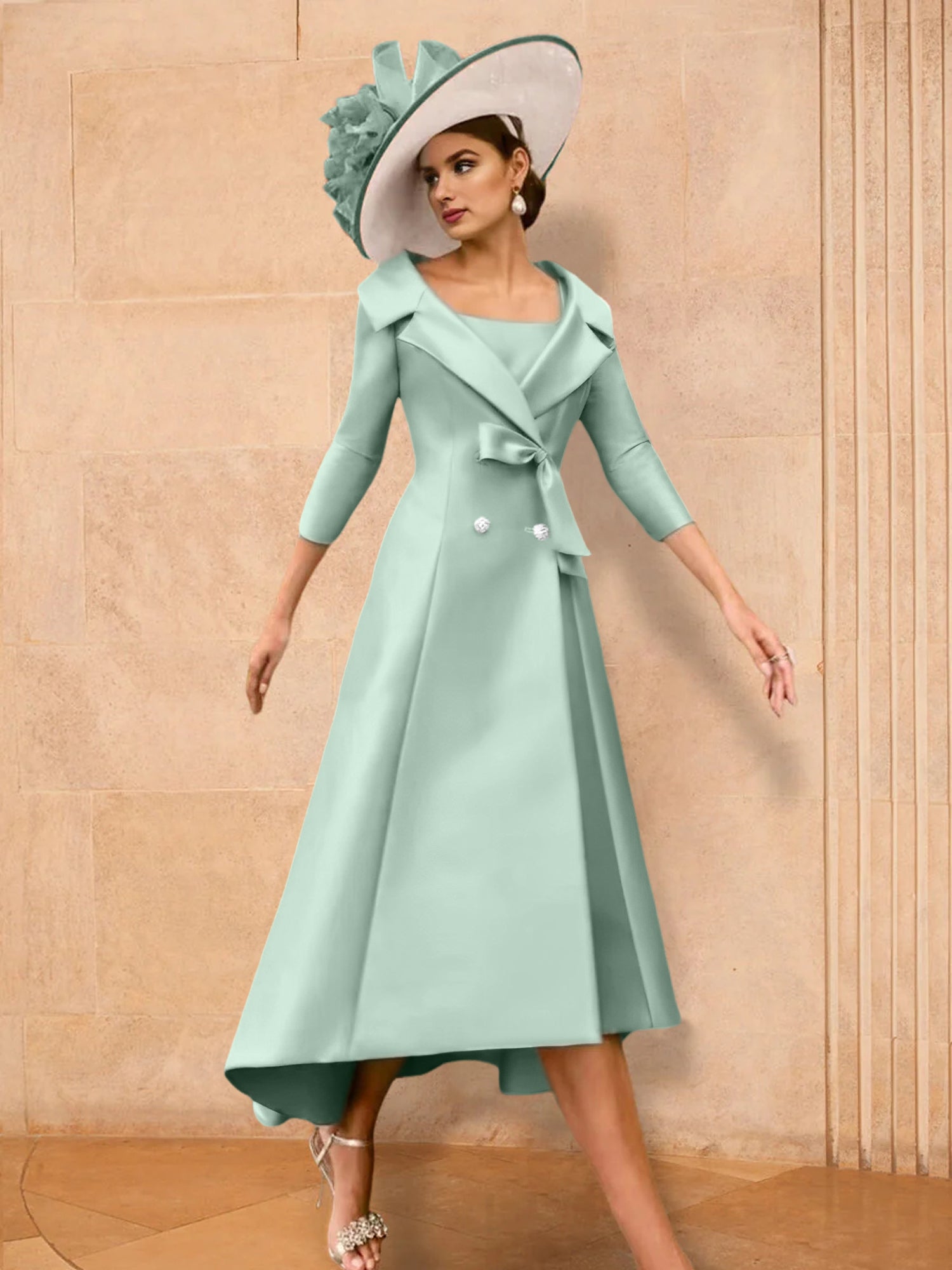 A Line Princess Long Sleeves Mother Of The Bride Dresses With Bowknot