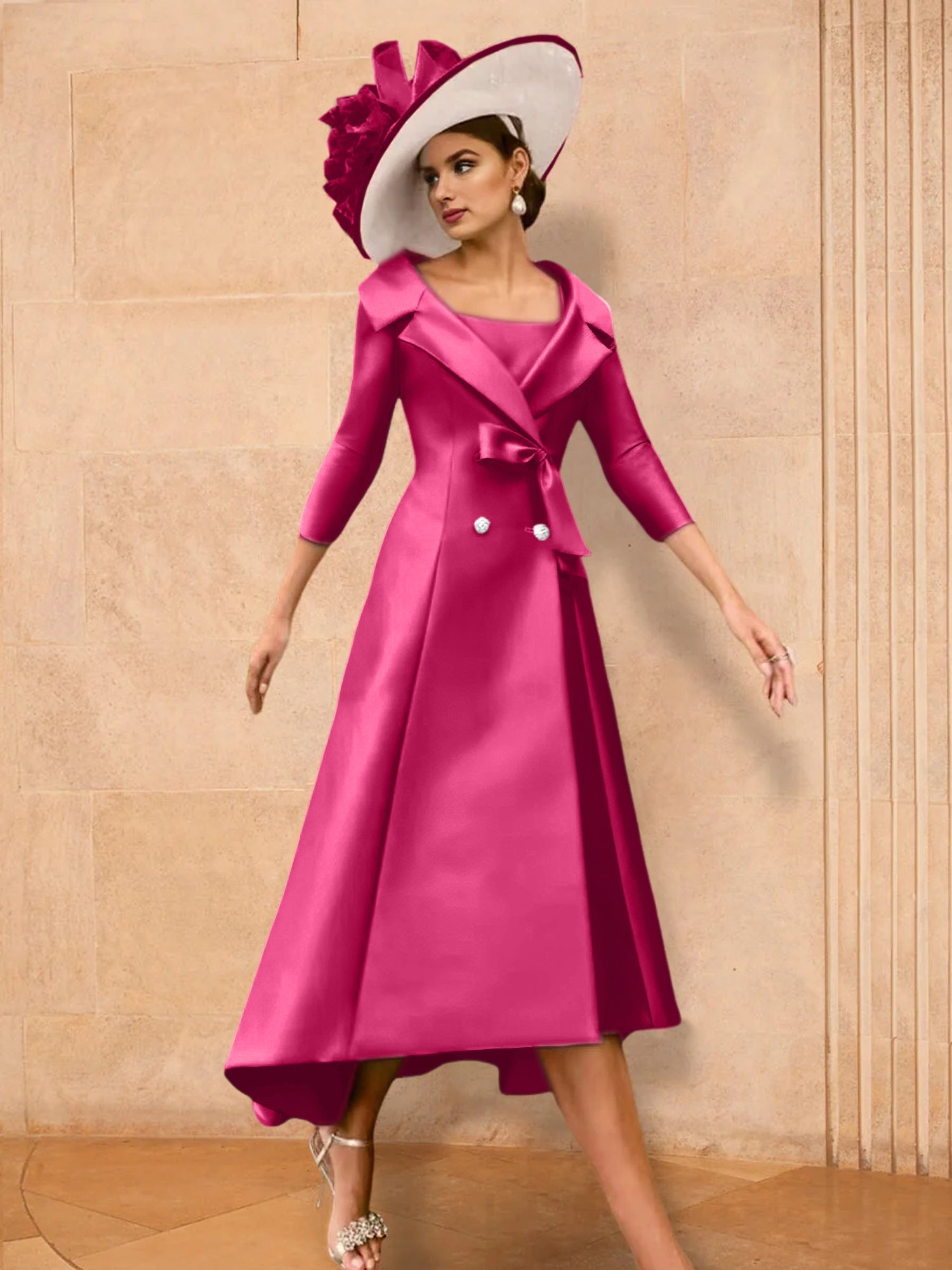 A Line Princess Long Sleeves Mother Of The Bride Dresses With Bowknot
