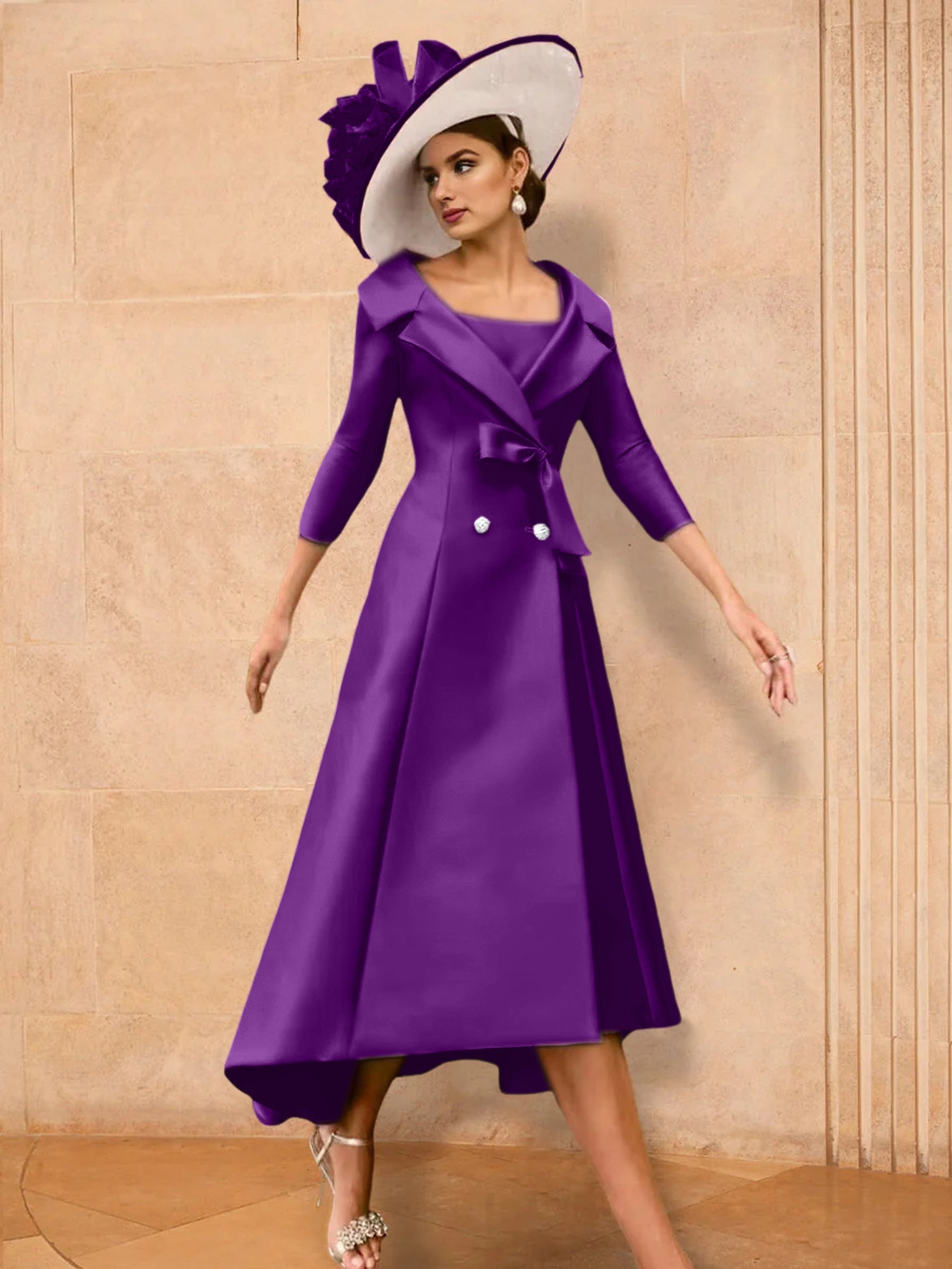 A Line Princess Long Sleeves Mother Of The Bride Dresses With Bowknot