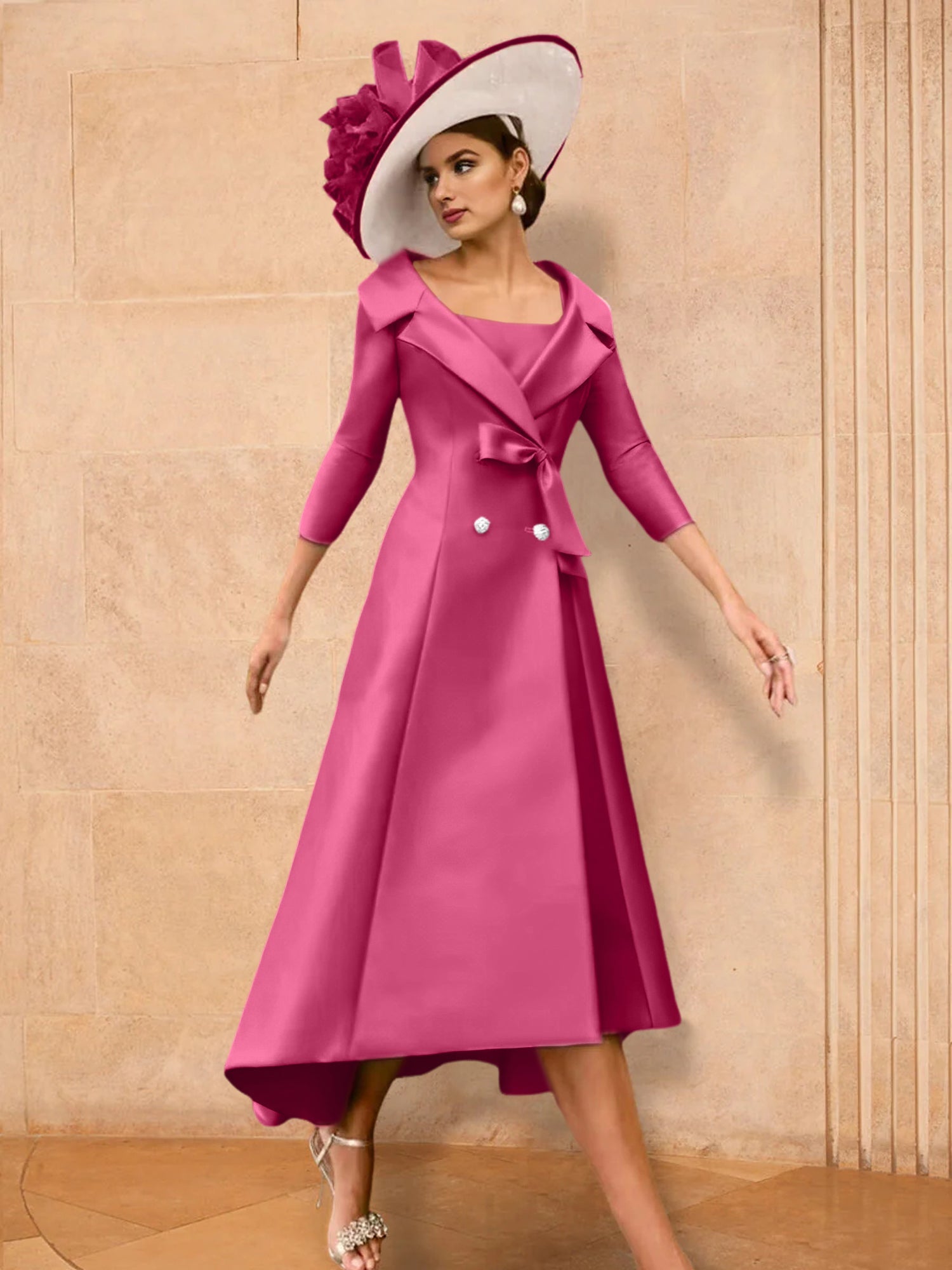 A Line Princess Long Sleeves Mother Of The Bride Dresses With Bowknot