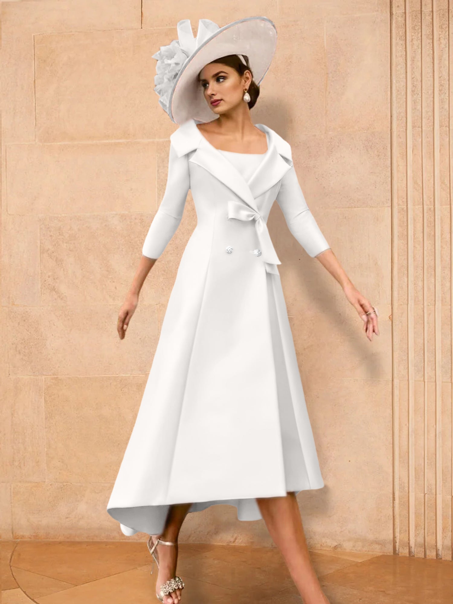 A Line Princess Long Sleeves Mother Of The Bride Dresses With Bowknot