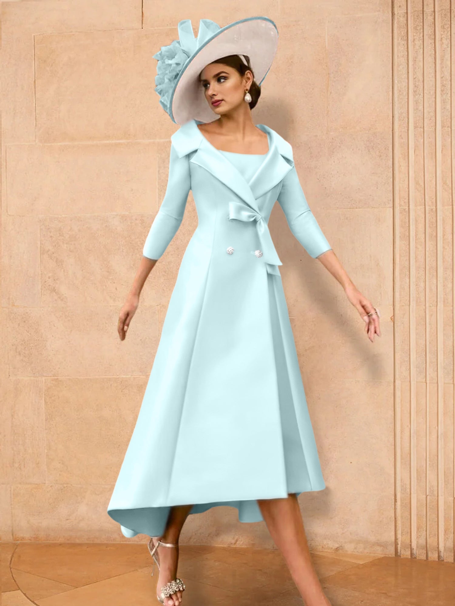 A Line Princess Long Sleeves Mother Of The Bride Dresses With Bowknot