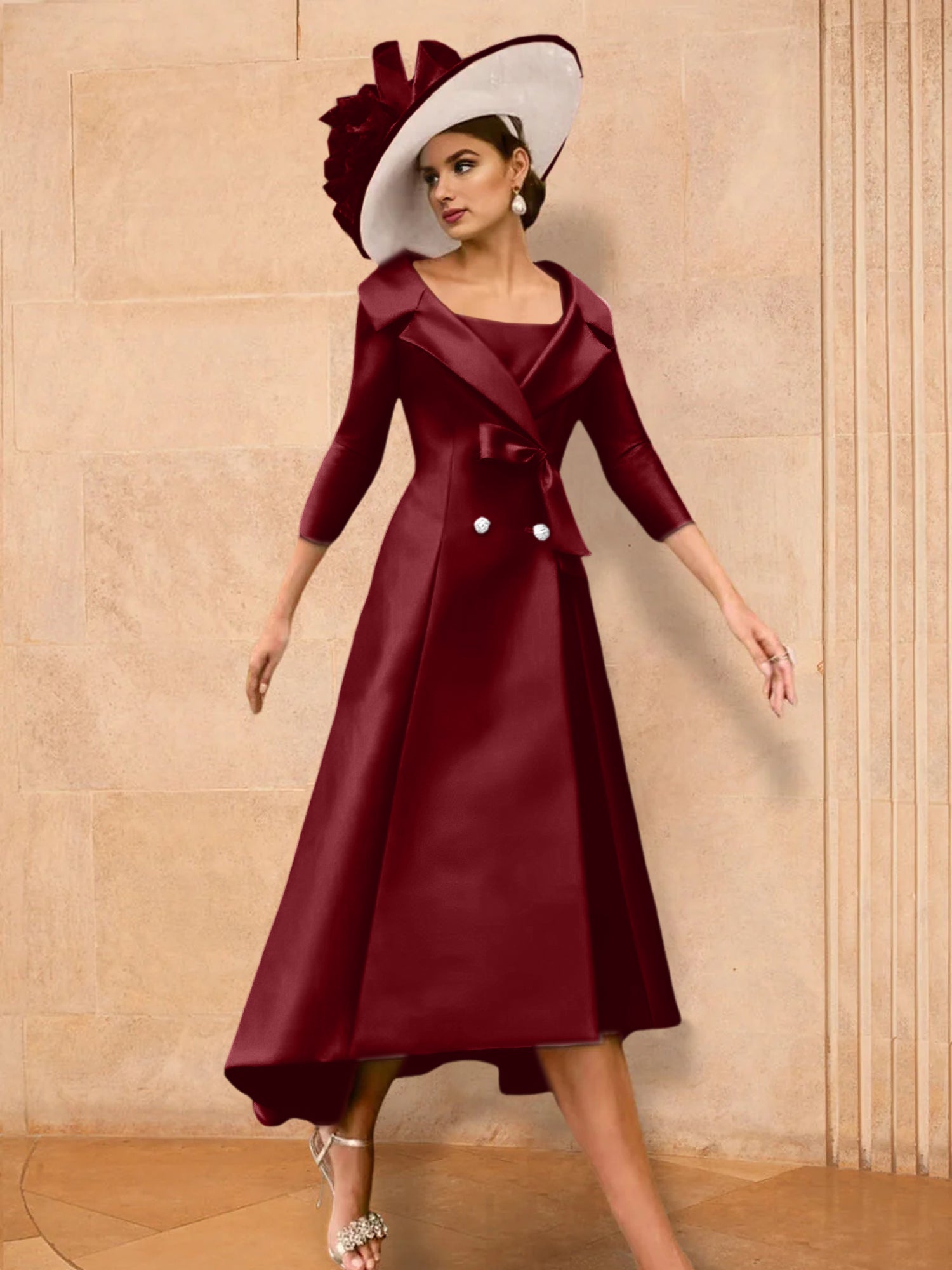 A Line Princess Long Sleeves Mother Of The Bride Dresses With Bowknot