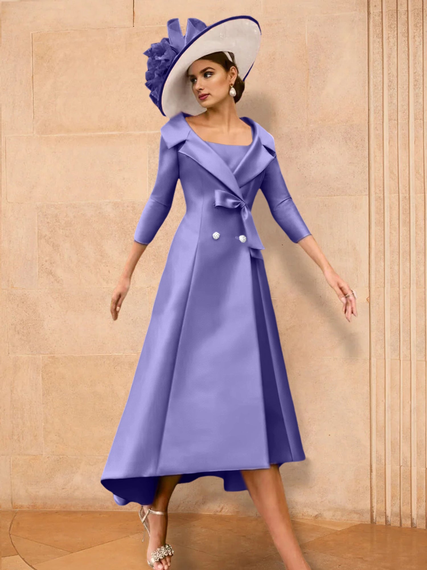 A Line Princess Long Sleeves Mother Of The Bride Dresses With Bowknot