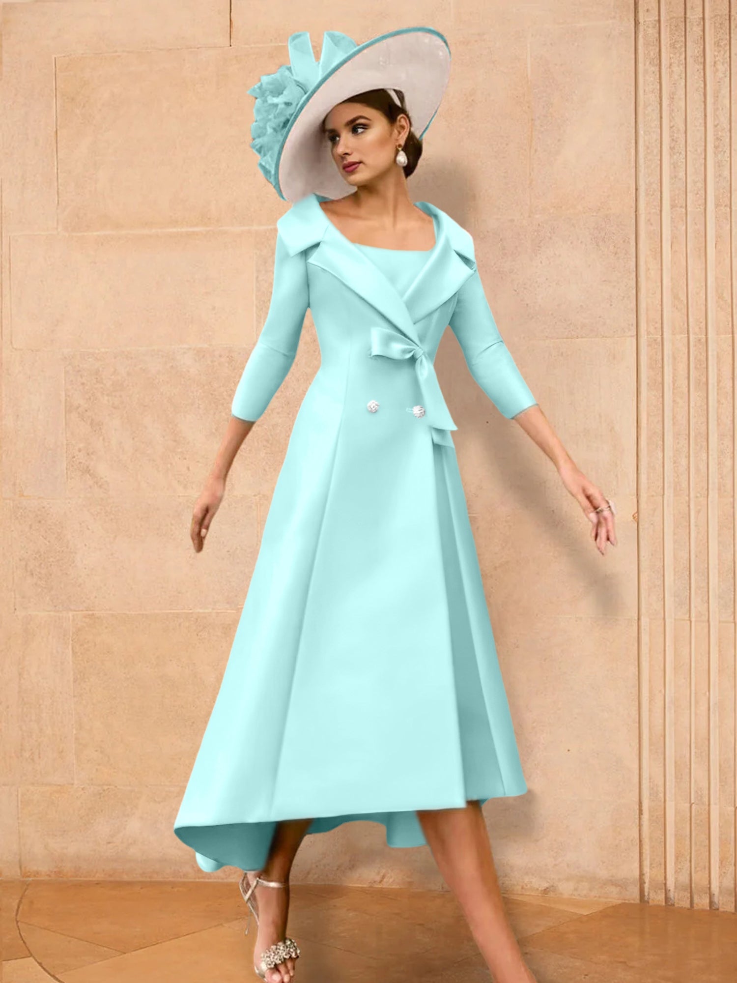 A Line Princess Long Sleeves Mother Of The Bride Dresses With Bowknot