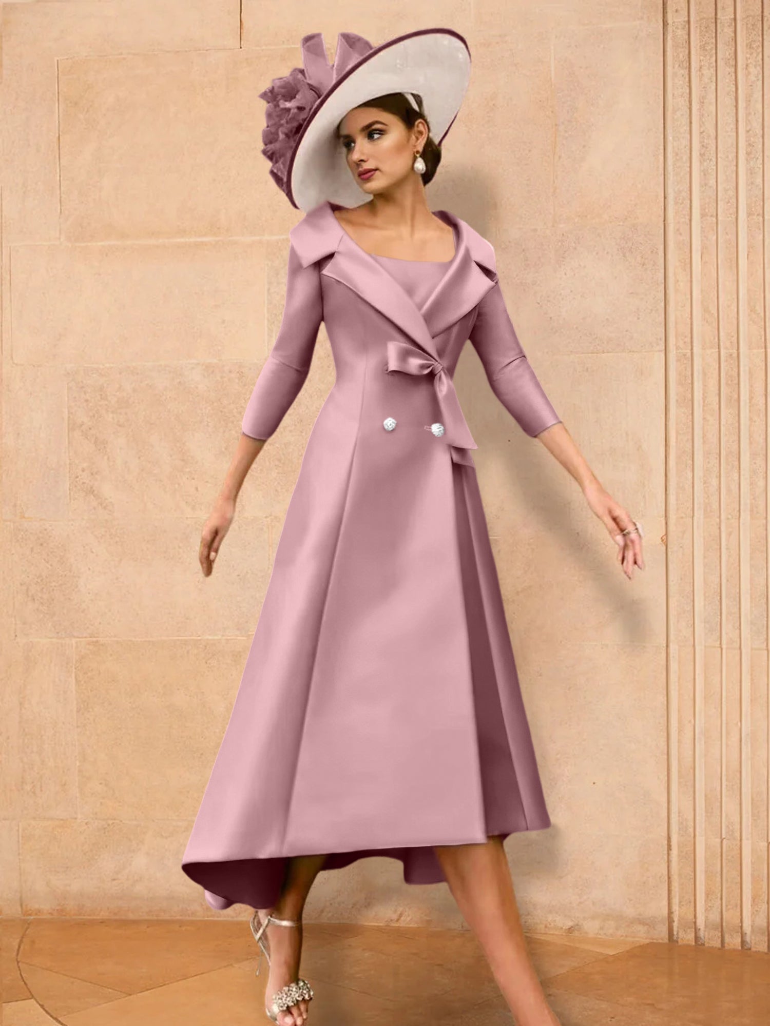 A Line Princess Long Sleeves Mother Of The Bride Dresses With Bowknot