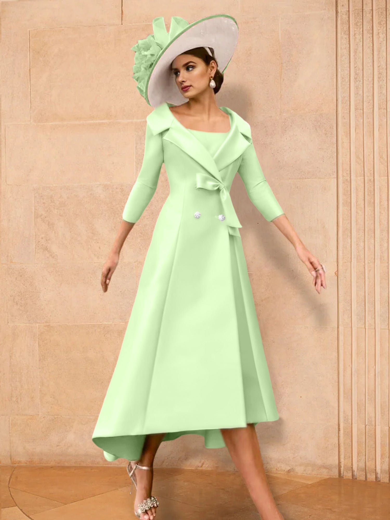 A Line Princess Long Sleeves Mother Of The Bride Dresses With Bowknot