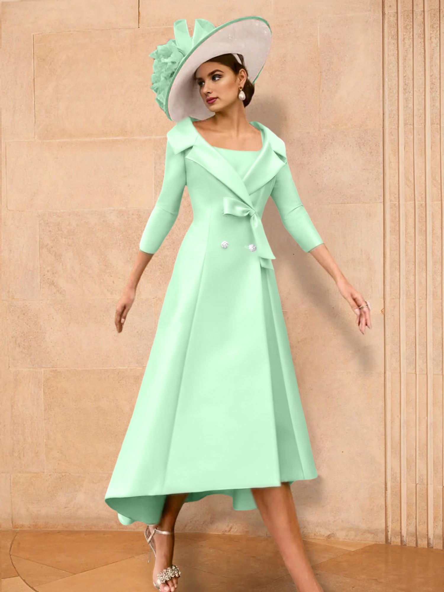 A Line Princess Long Sleeves Mother Of The Bride Dresses With Bowknot
