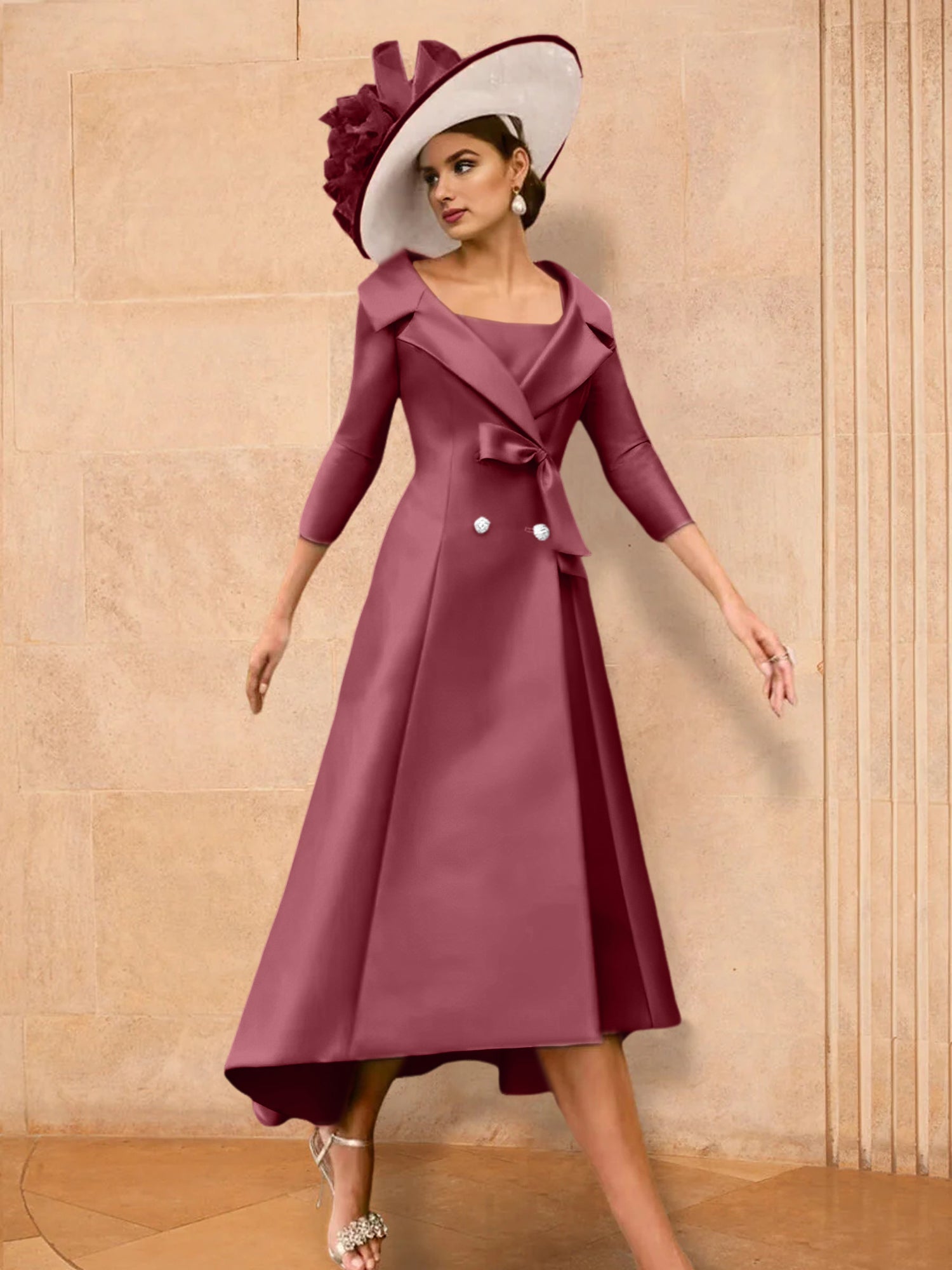 A Line Princess Long Sleeves Mother Of The Bride Dresses With Bowknot