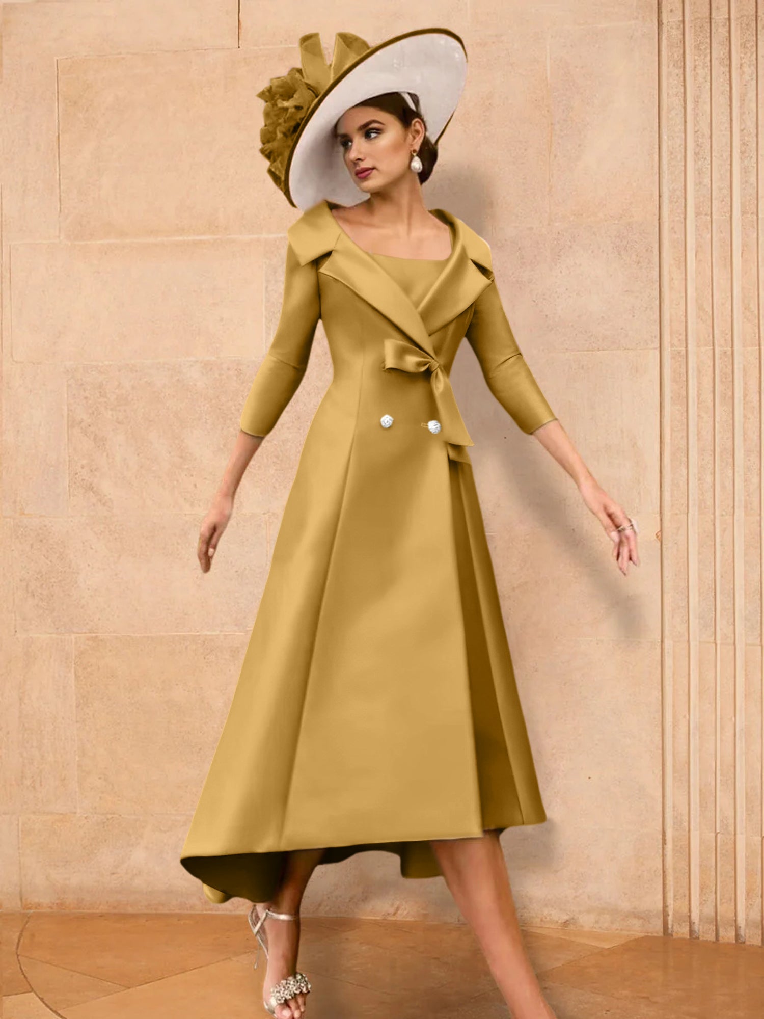 A Line Princess Long Sleeves Mother Of The Bride Dresses With Bowknot