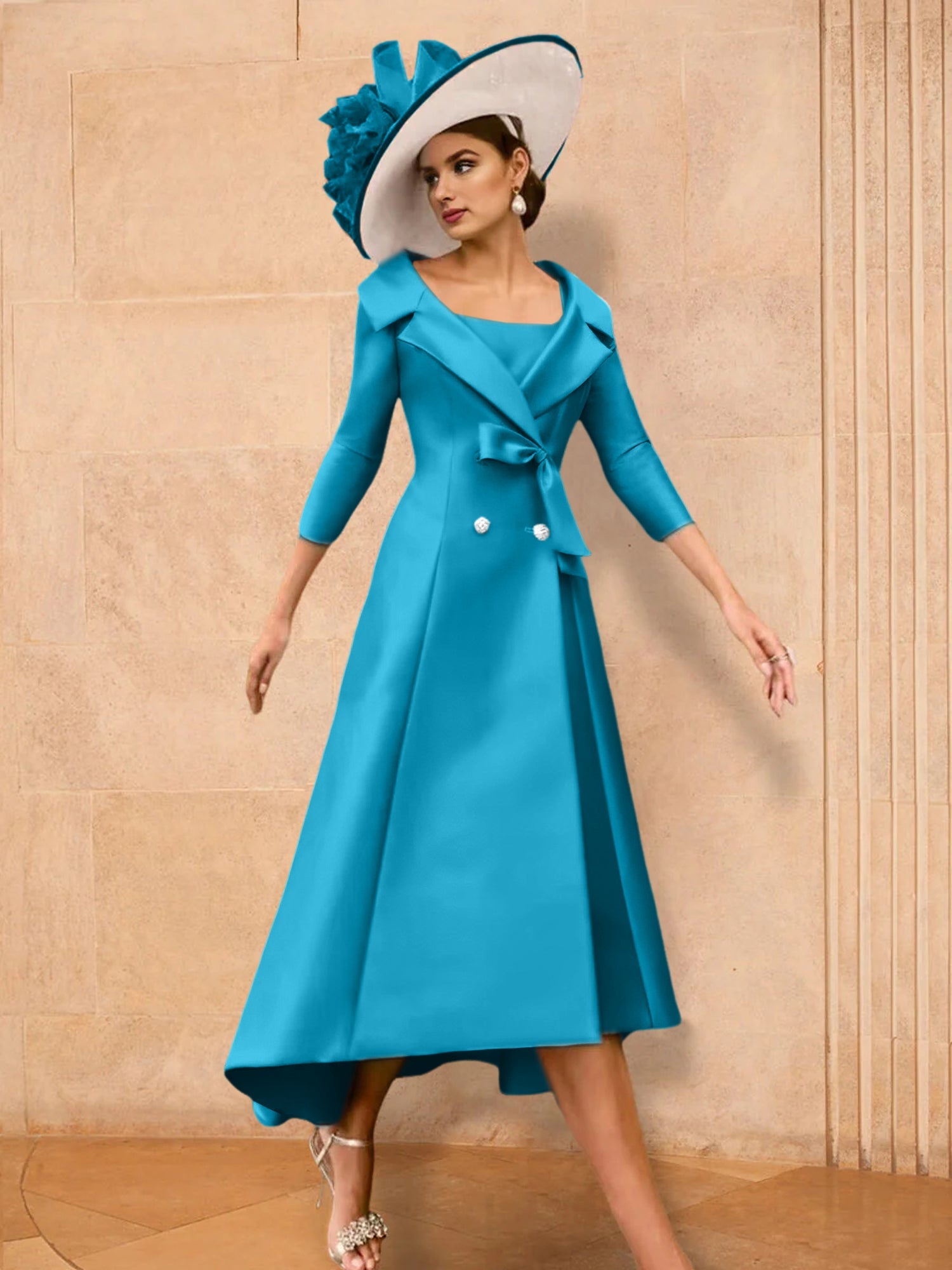 A Line Princess Long Sleeves Mother Of The Bride Dresses With Bowknot