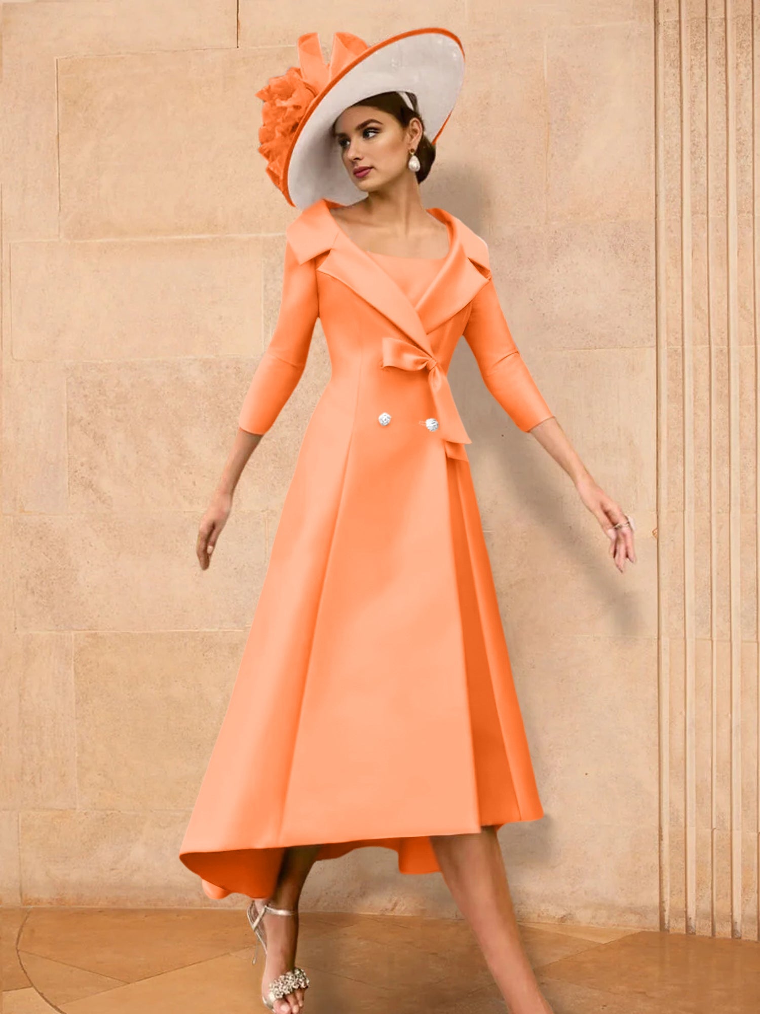 A Line Princess Long Sleeves Mother Of The Bride Dresses With Bowknot
