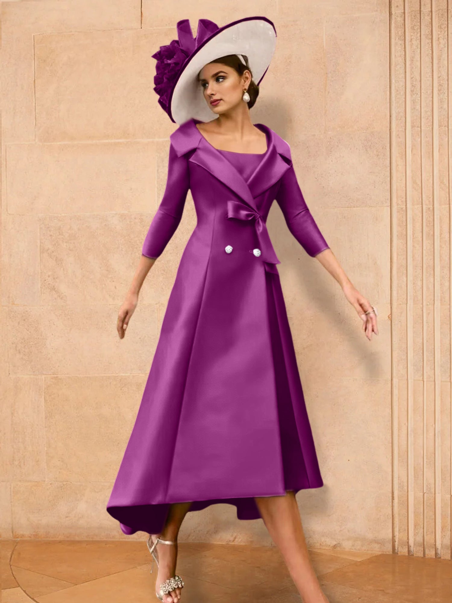 A Line Princess Long Sleeves Mother Of The Bride Dresses With Bowknot