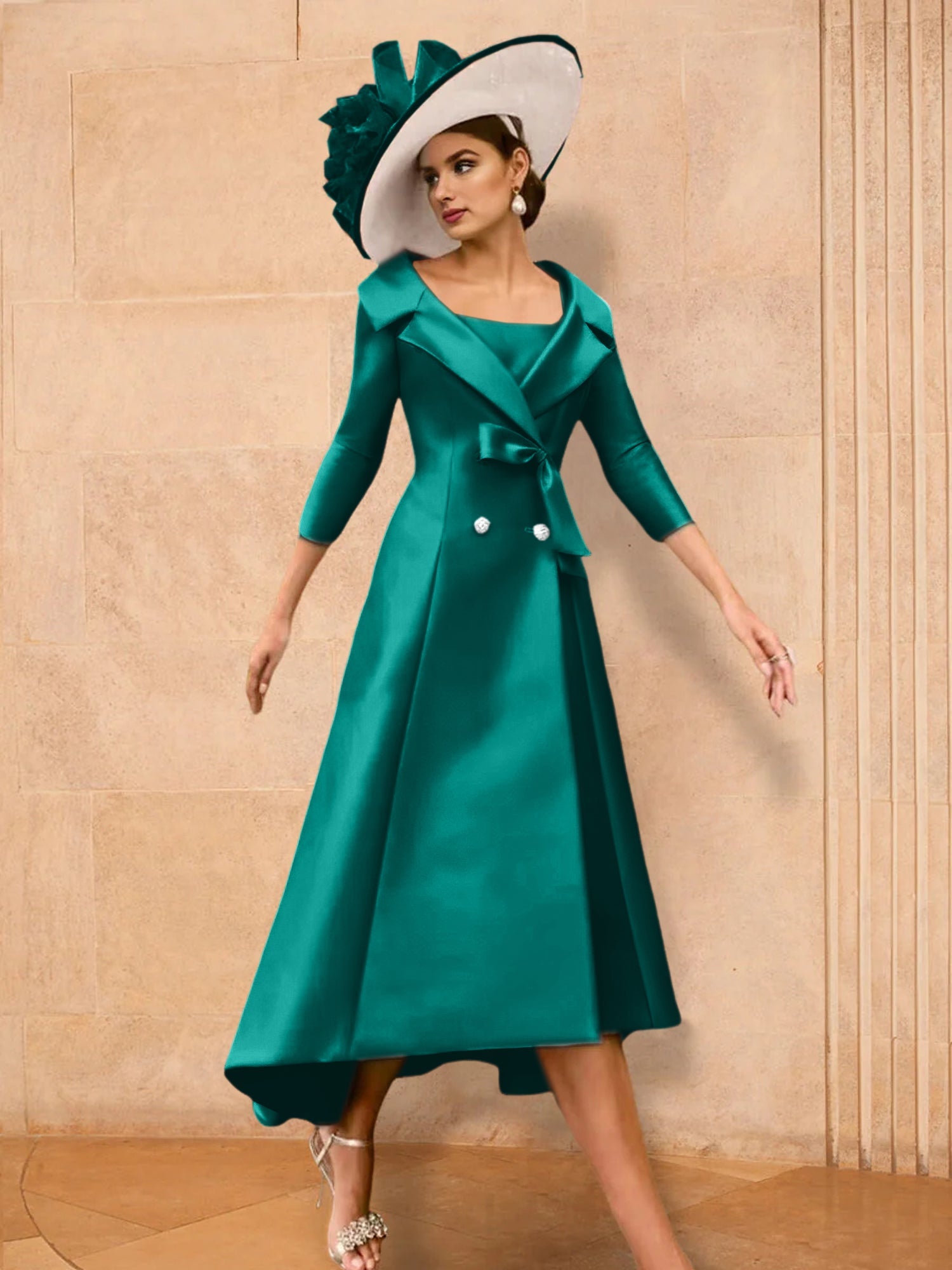 A Line Princess Long Sleeves Mother Of The Bride Dresses With Bowknot