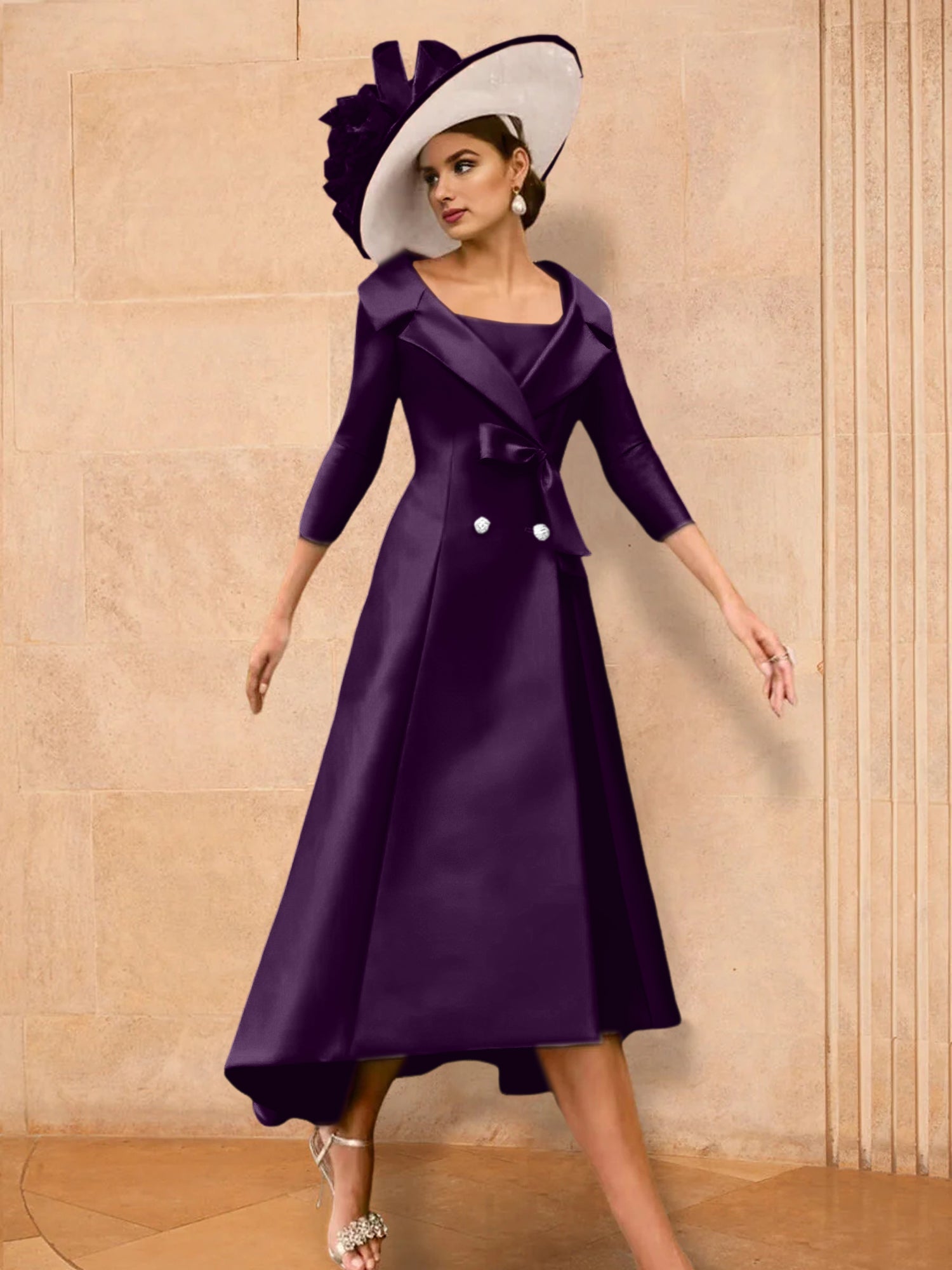 A Line Princess Long Sleeves Mother Of The Bride Dresses With Bowknot