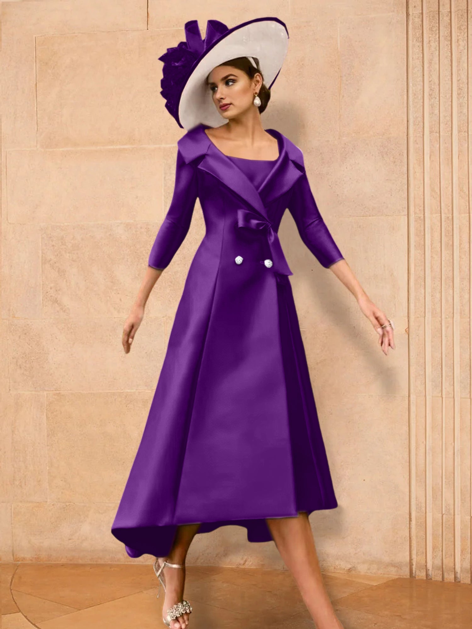 A Line Princess Long Sleeves Mother Of The Bride Dresses With Bowknot