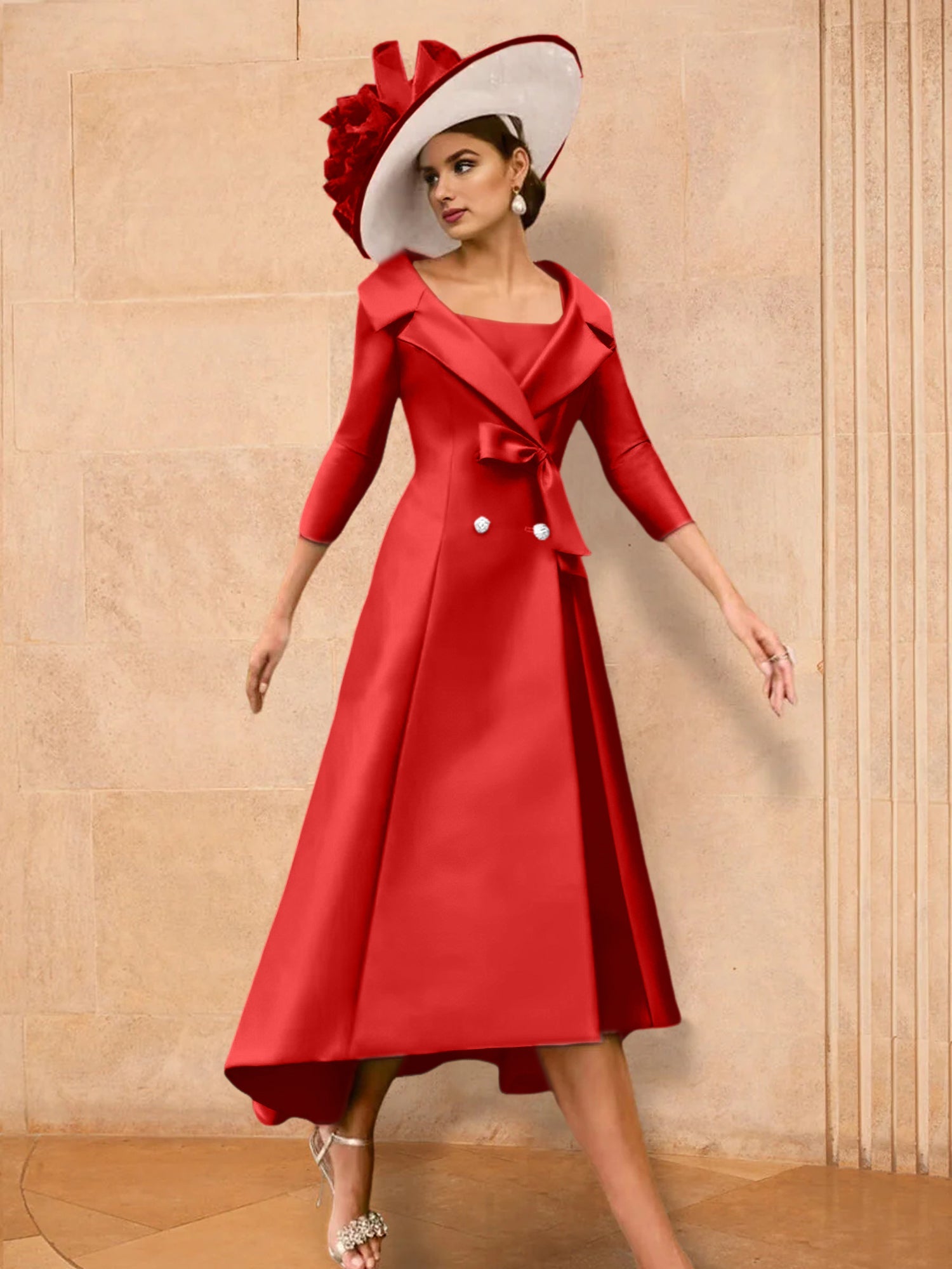 A Line Princess Long Sleeves Mother Of The Bride Dresses With Bowknot