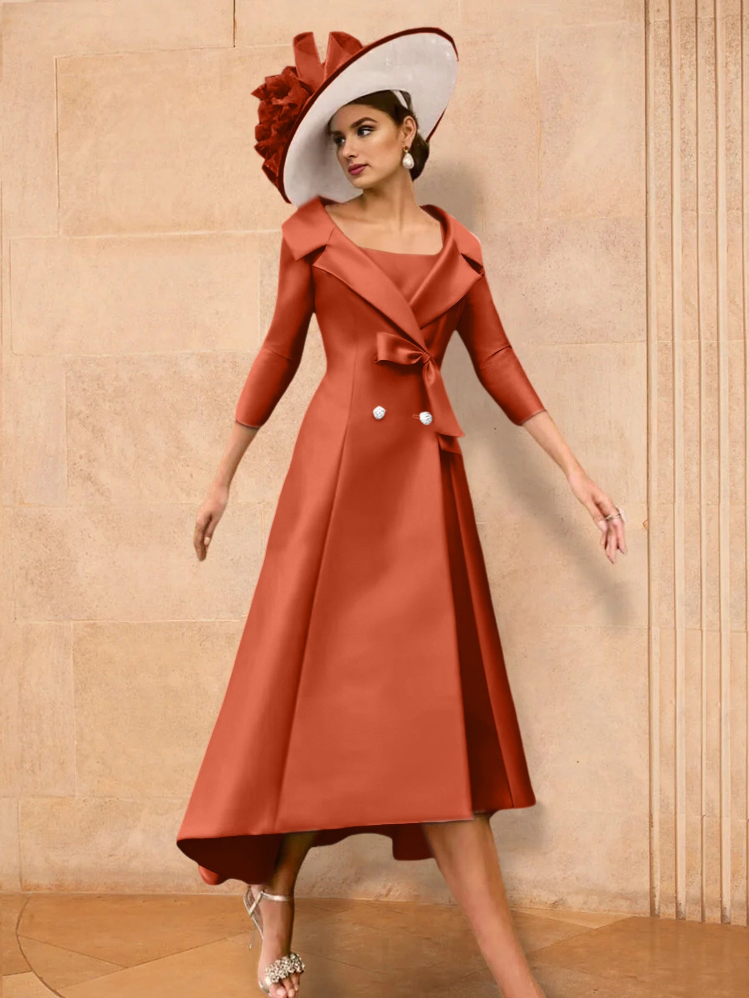 A Line Princess Long Sleeves Mother Of The Bride Dresses With Bowknot