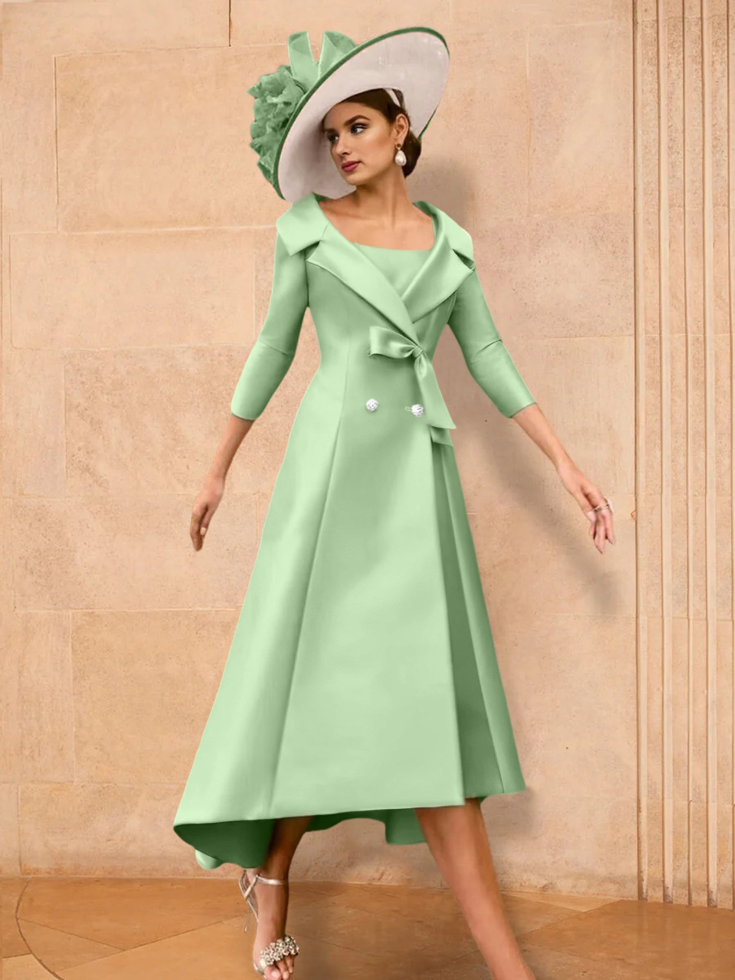 A Line Princess Long Sleeves Mother Of The Bride Dresses With Bowknot