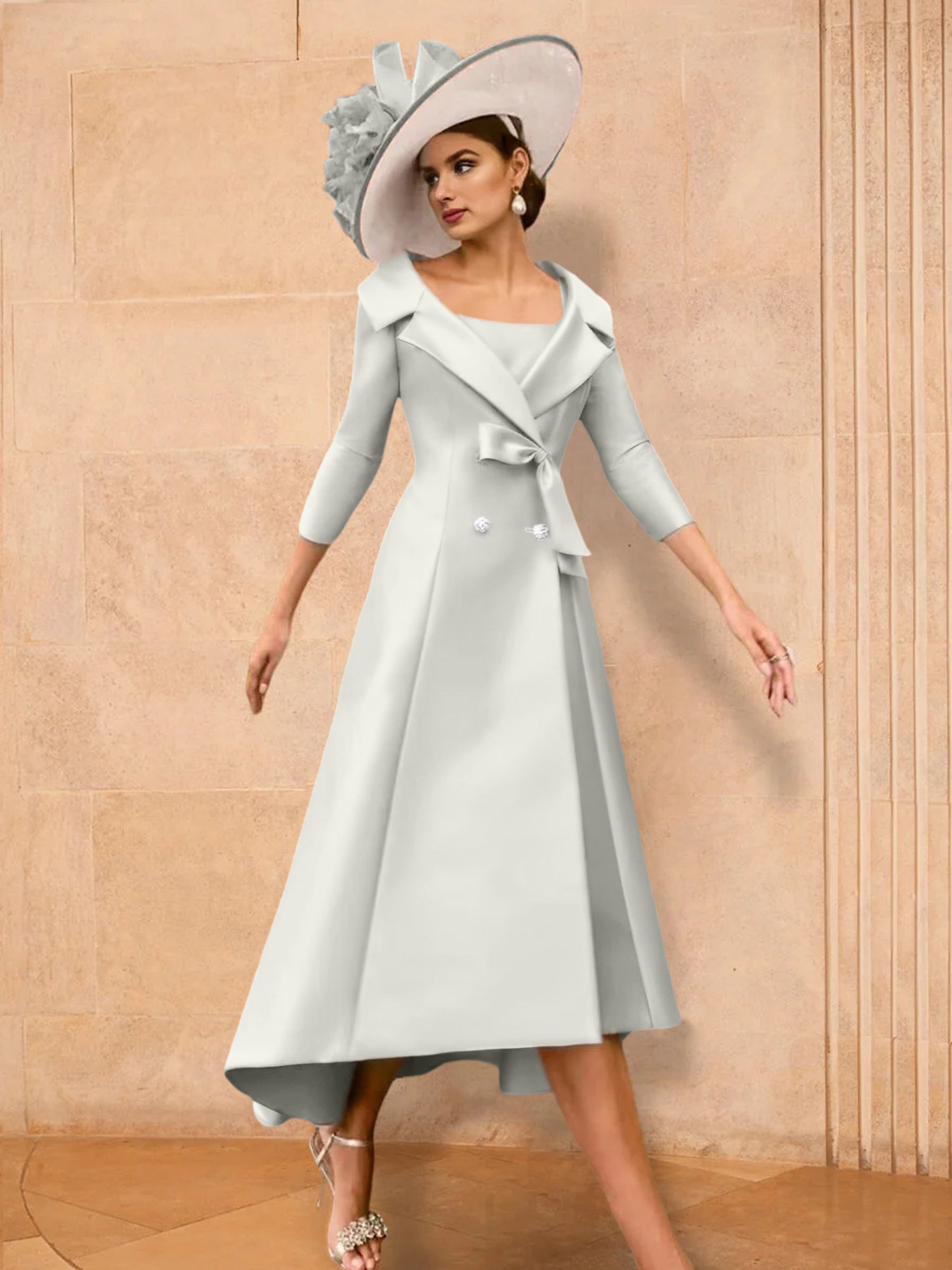 A Line Princess Long Sleeves Mother Of The Bride Dresses With Bowknot