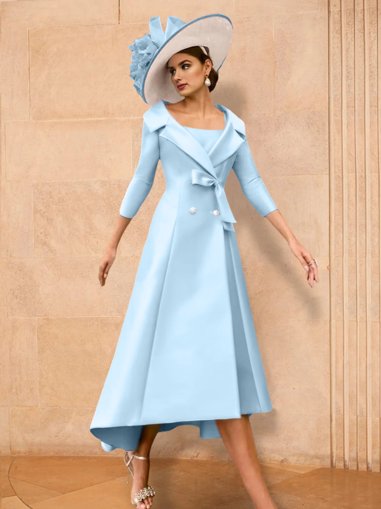 A Line Princess Long Sleeves Mother Of The Bride Dresses With Bowknot