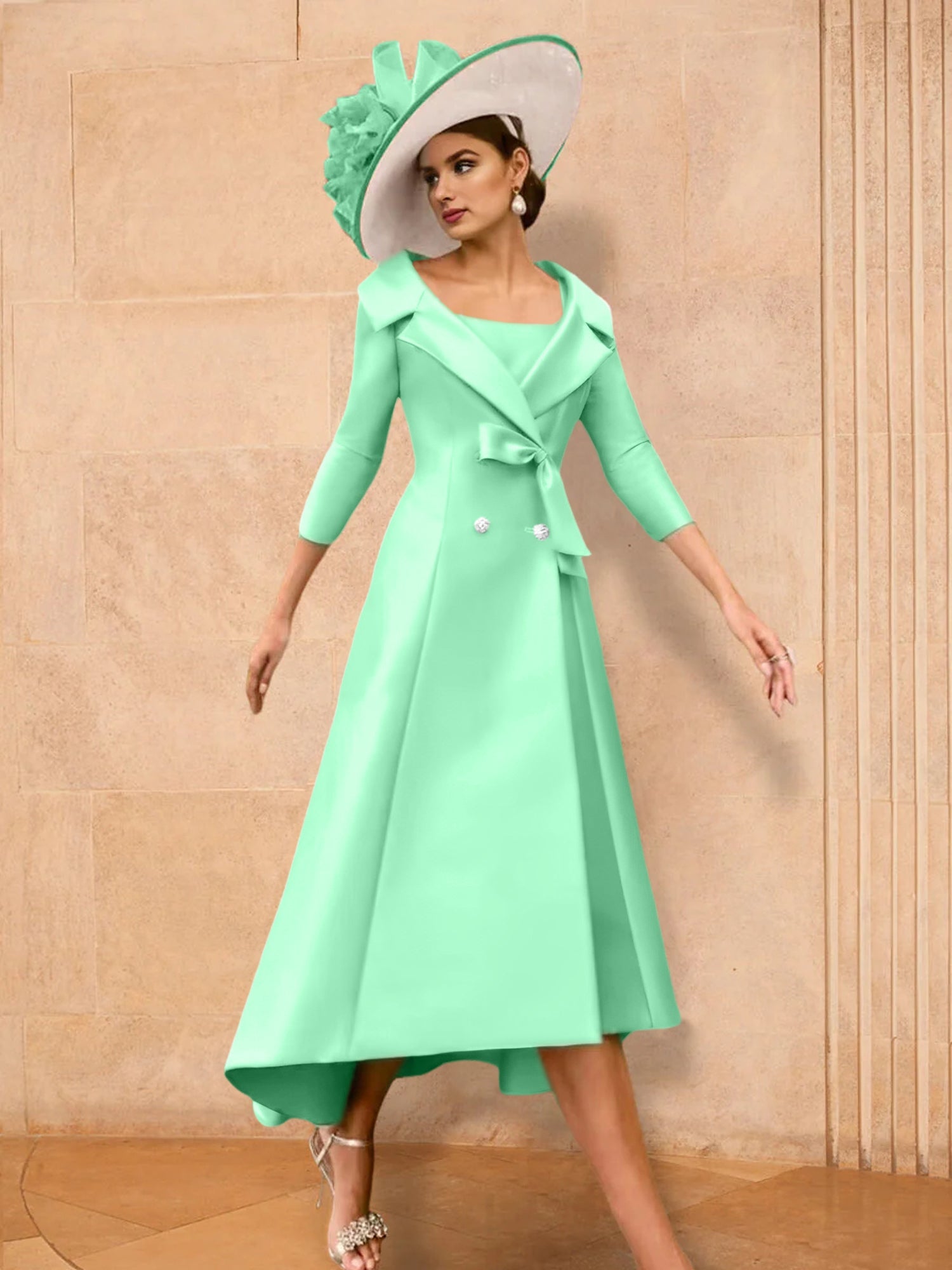 A Line Princess Long Sleeves Mother Of The Bride Dresses With Bowknot