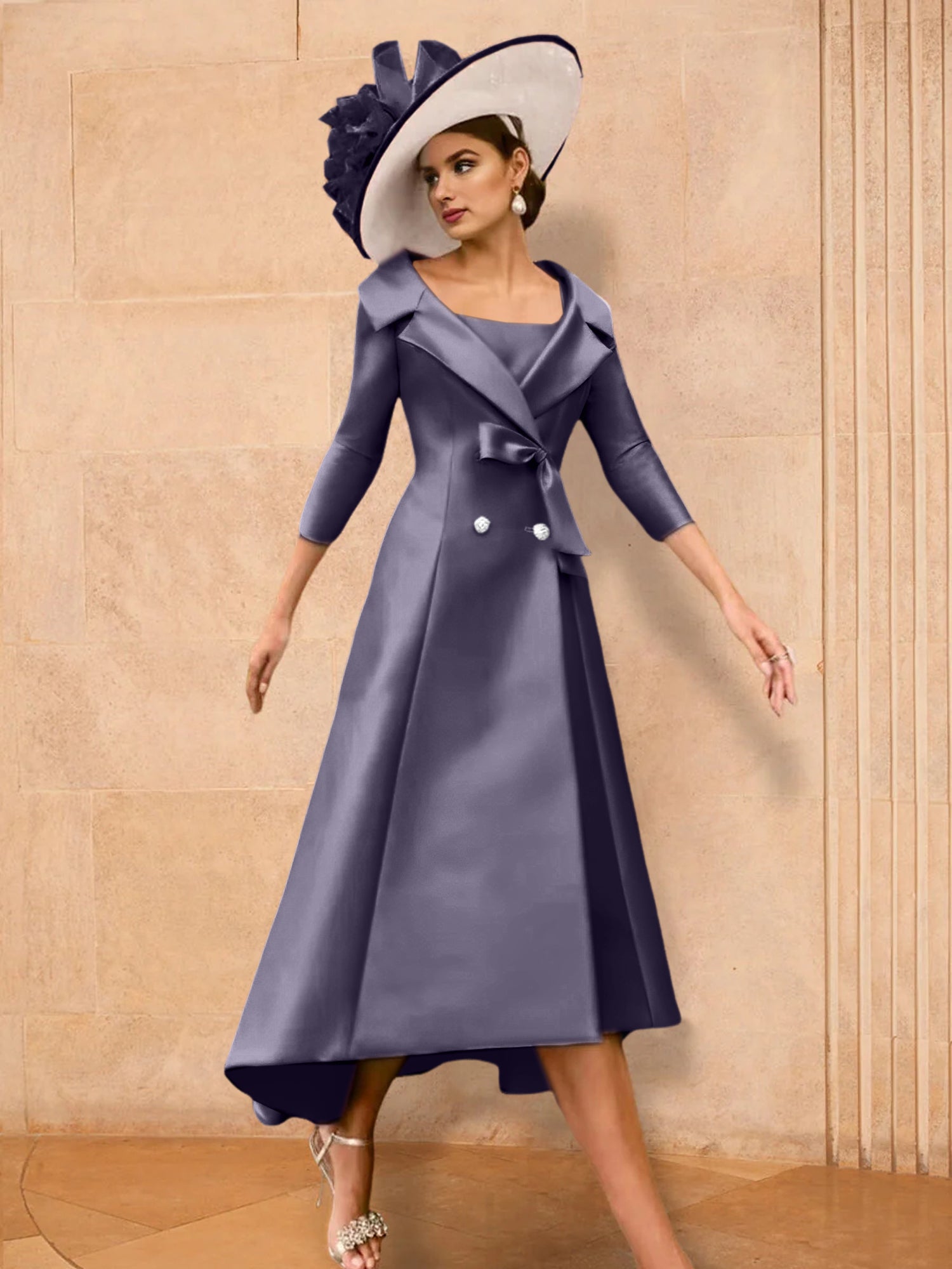 A Line Princess Long Sleeves Mother Of The Bride Dresses With Bowknot