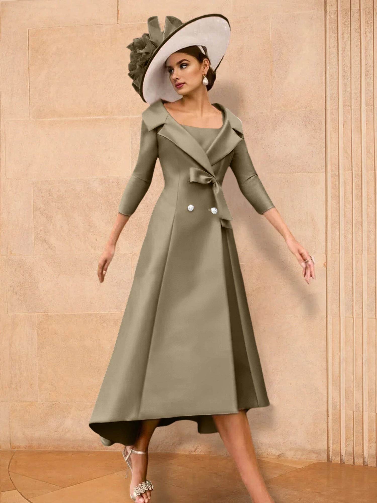 A Line Princess Long Sleeves Mother Of The Bride Dresses With Bowknot