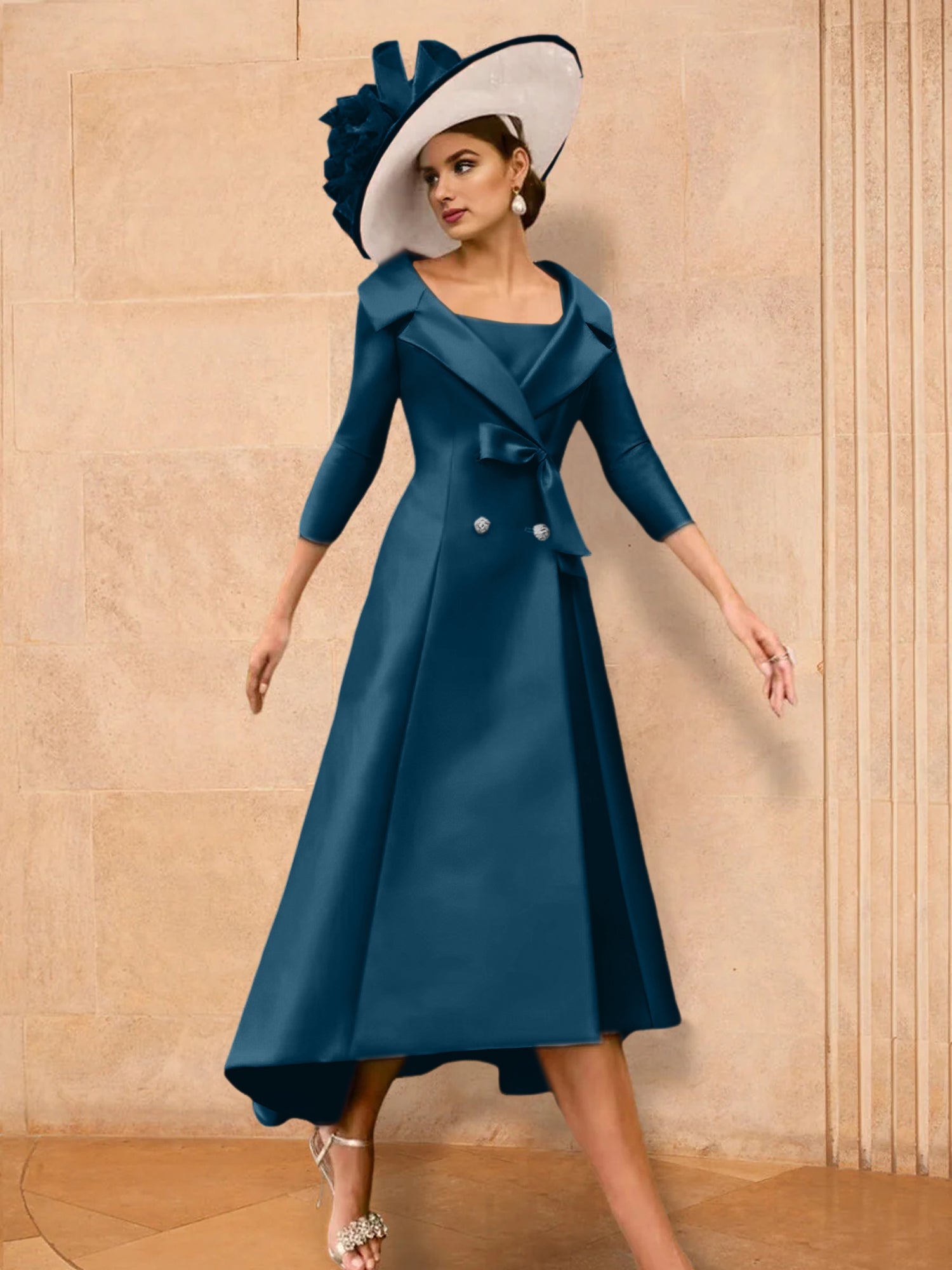 A Line Princess Long Sleeves Mother Of The Bride Dresses With Bowknot