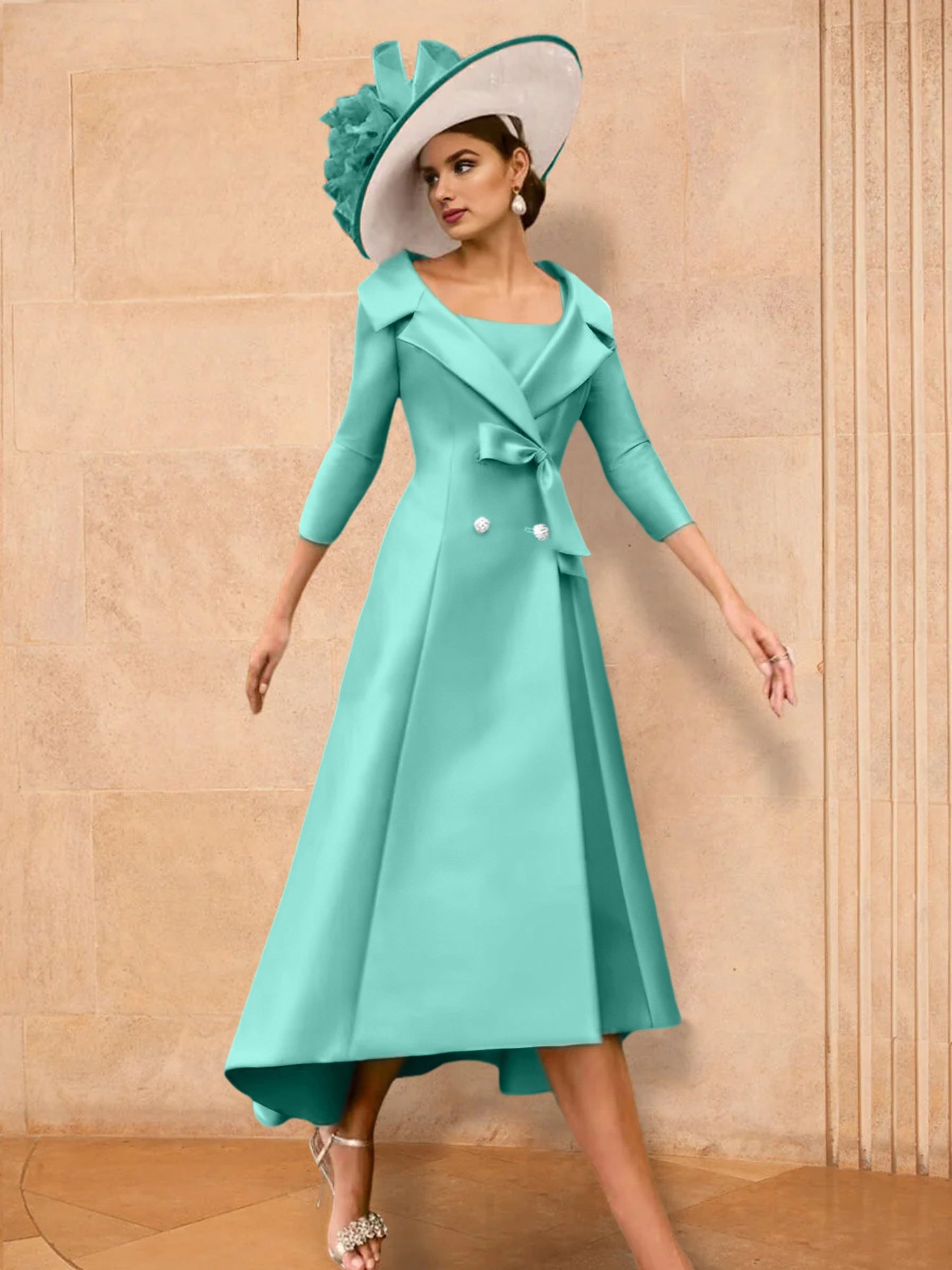 A Line Princess Long Sleeves Mother Of The Bride Dresses With Bowknot