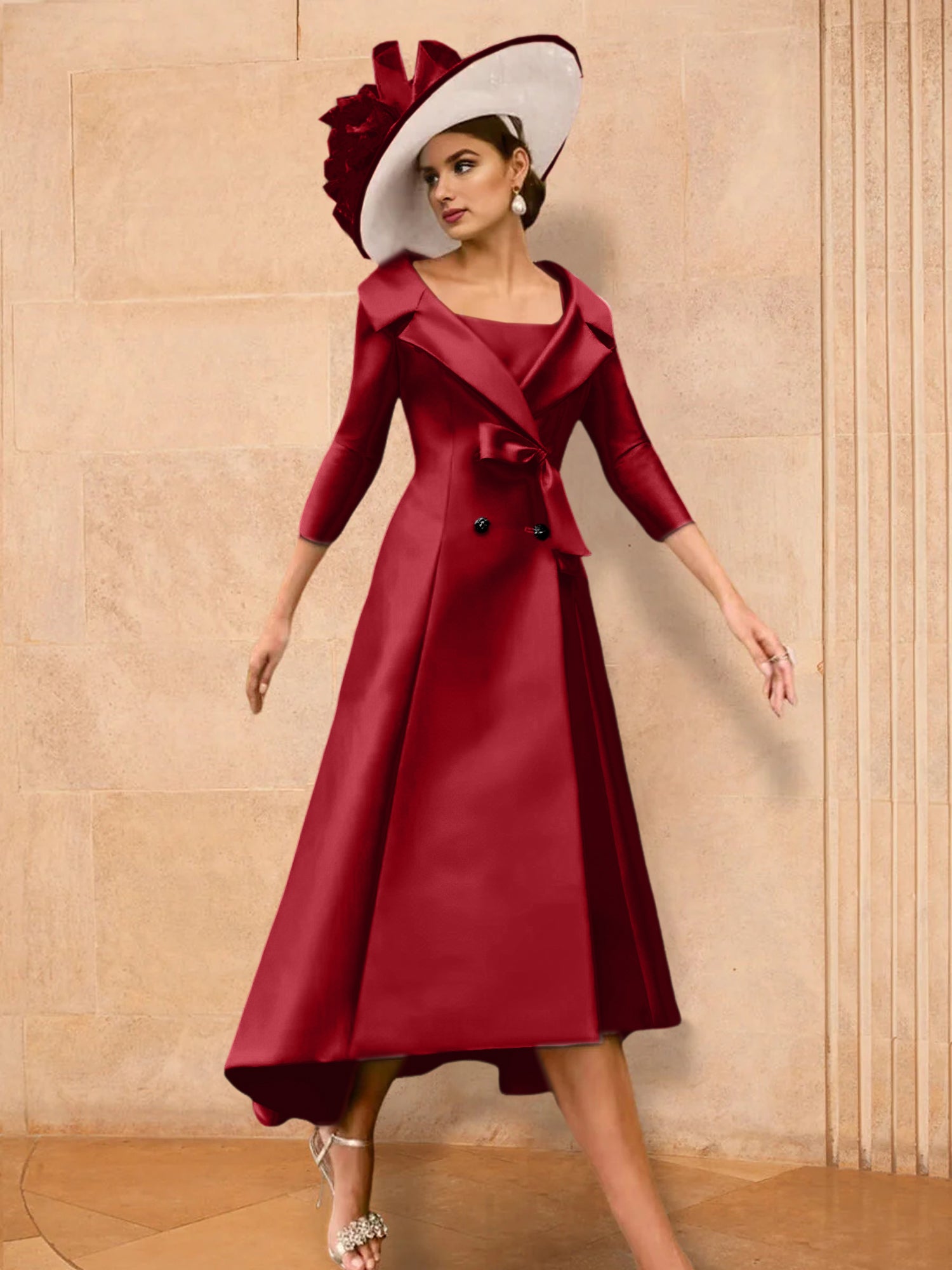 A Line Princess Long Sleeves Mother Of The Bride Dresses With Bowknot