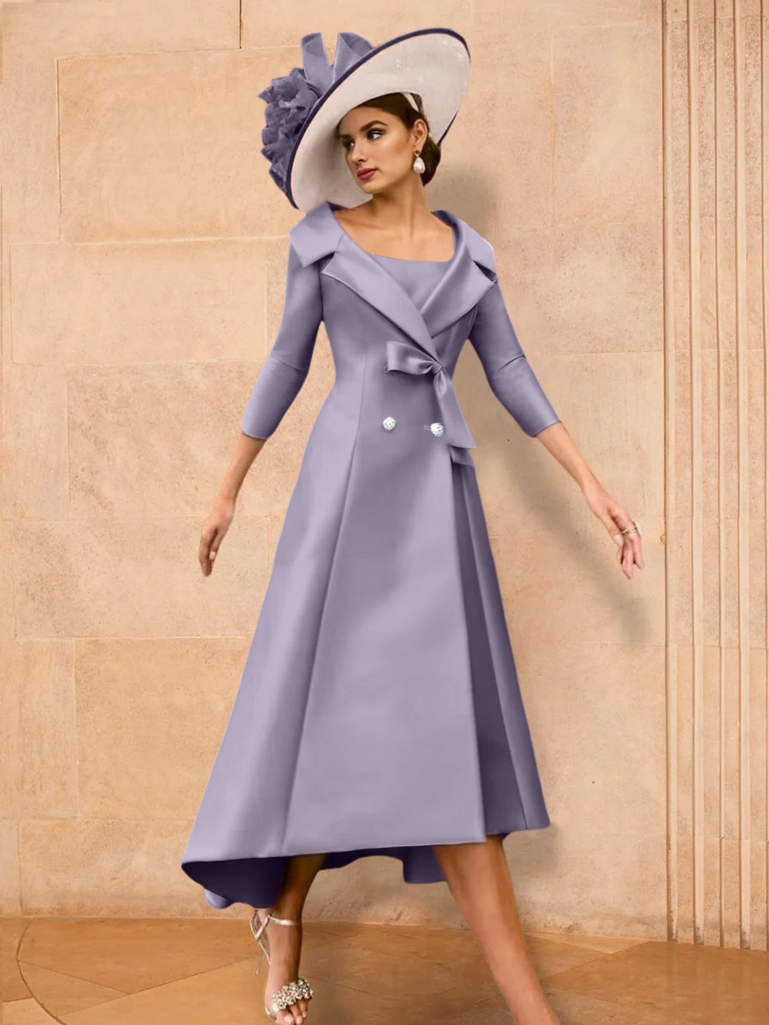 A Line Princess Long Sleeves Mother Of The Bride Dresses With Bowknot