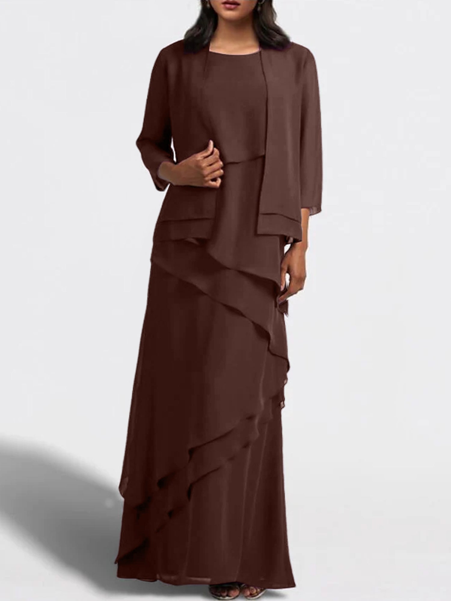 Sheath Column Floor Length Mother Of The Bride Dresses With Jacket