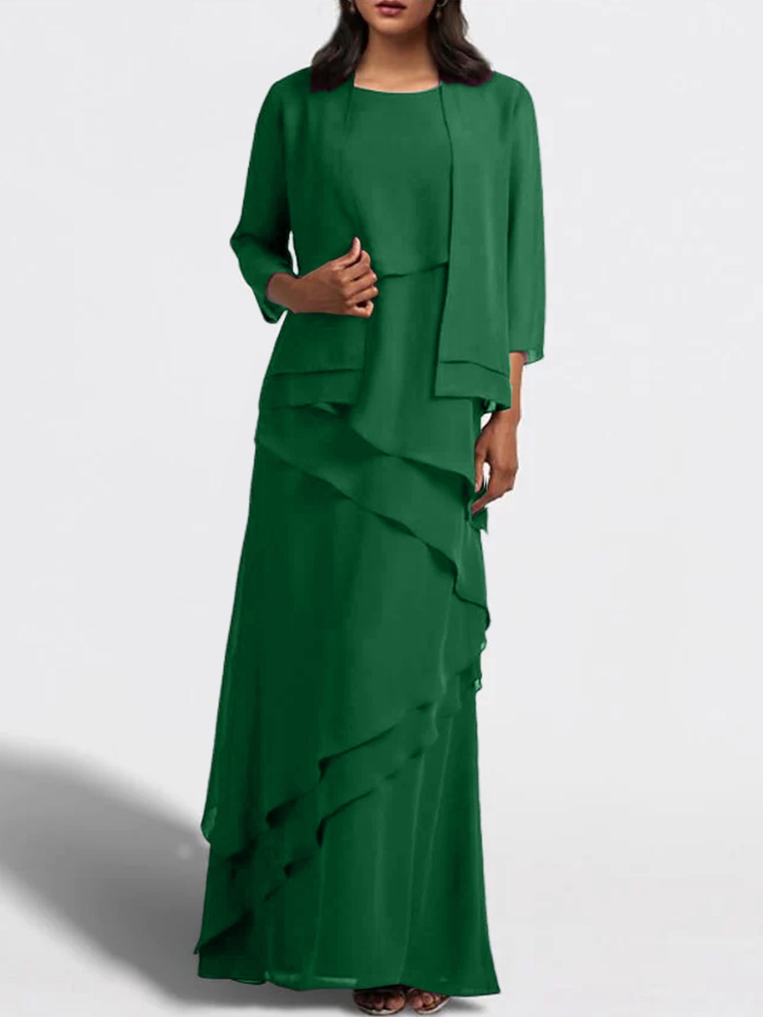 Sheath Column Floor Length Mother Of The Bride Dresses With Jacket
