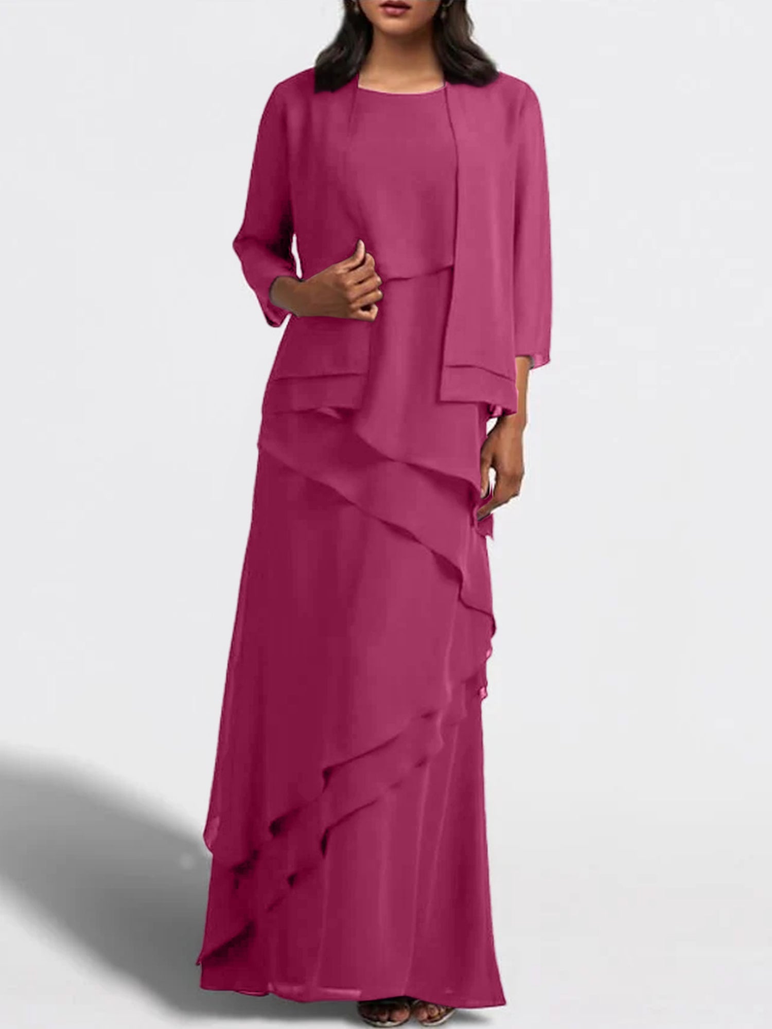 Sheath Column Floor Length Mother Of The Bride Dresses With Jacket