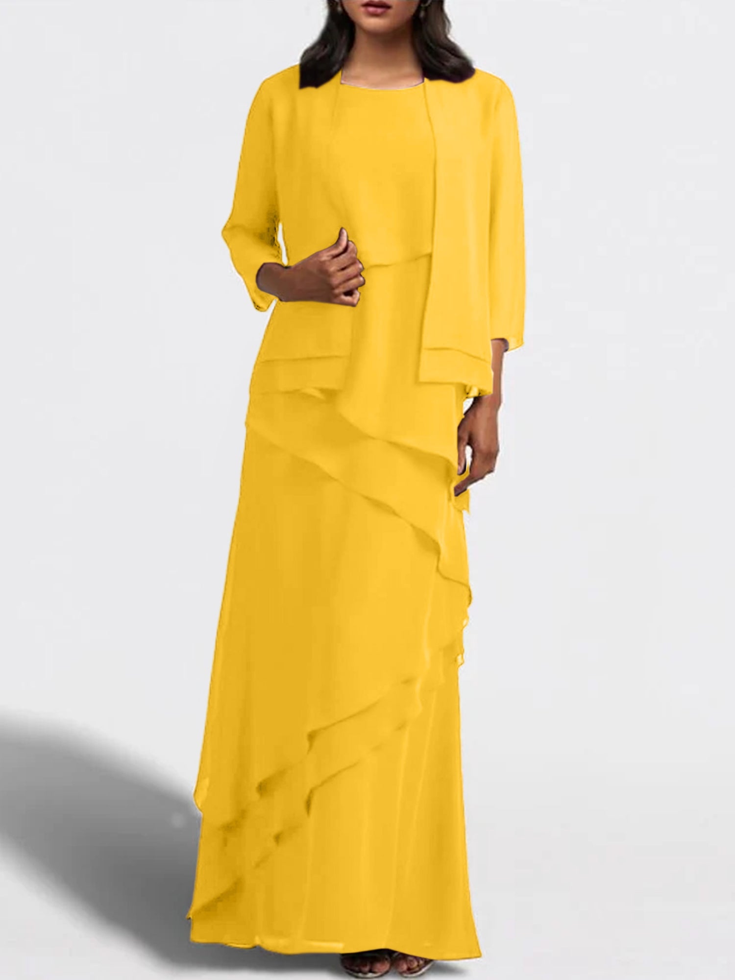 Sheath Column Floor Length Mother Of The Bride Dresses With Jacket