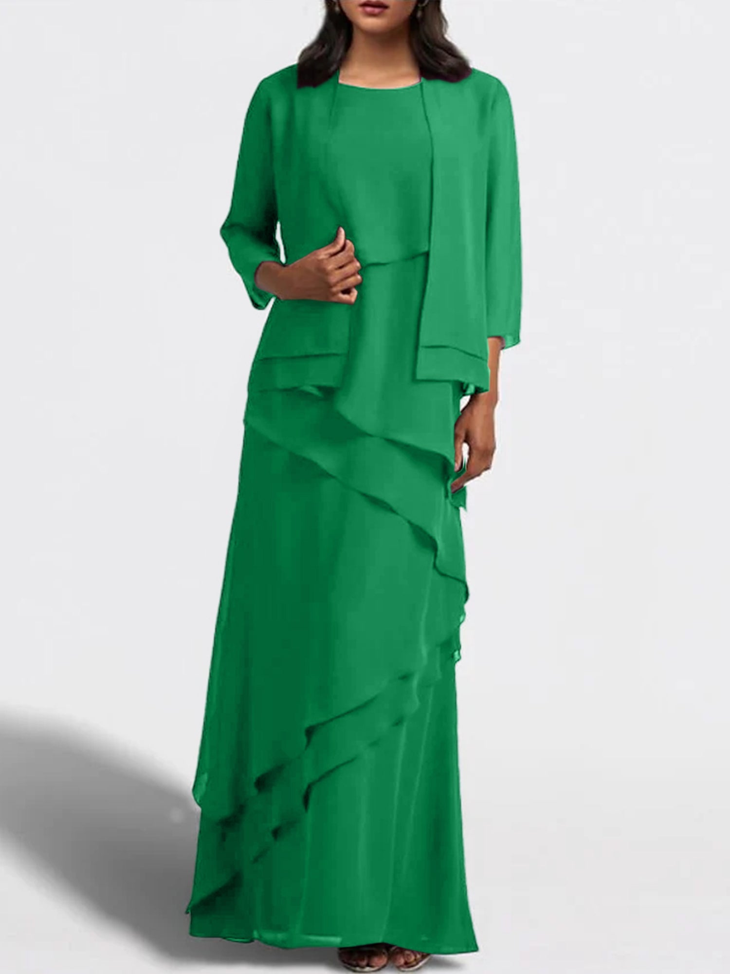 Sheath Column Floor Length Mother Of The Bride Dresses With Jacket